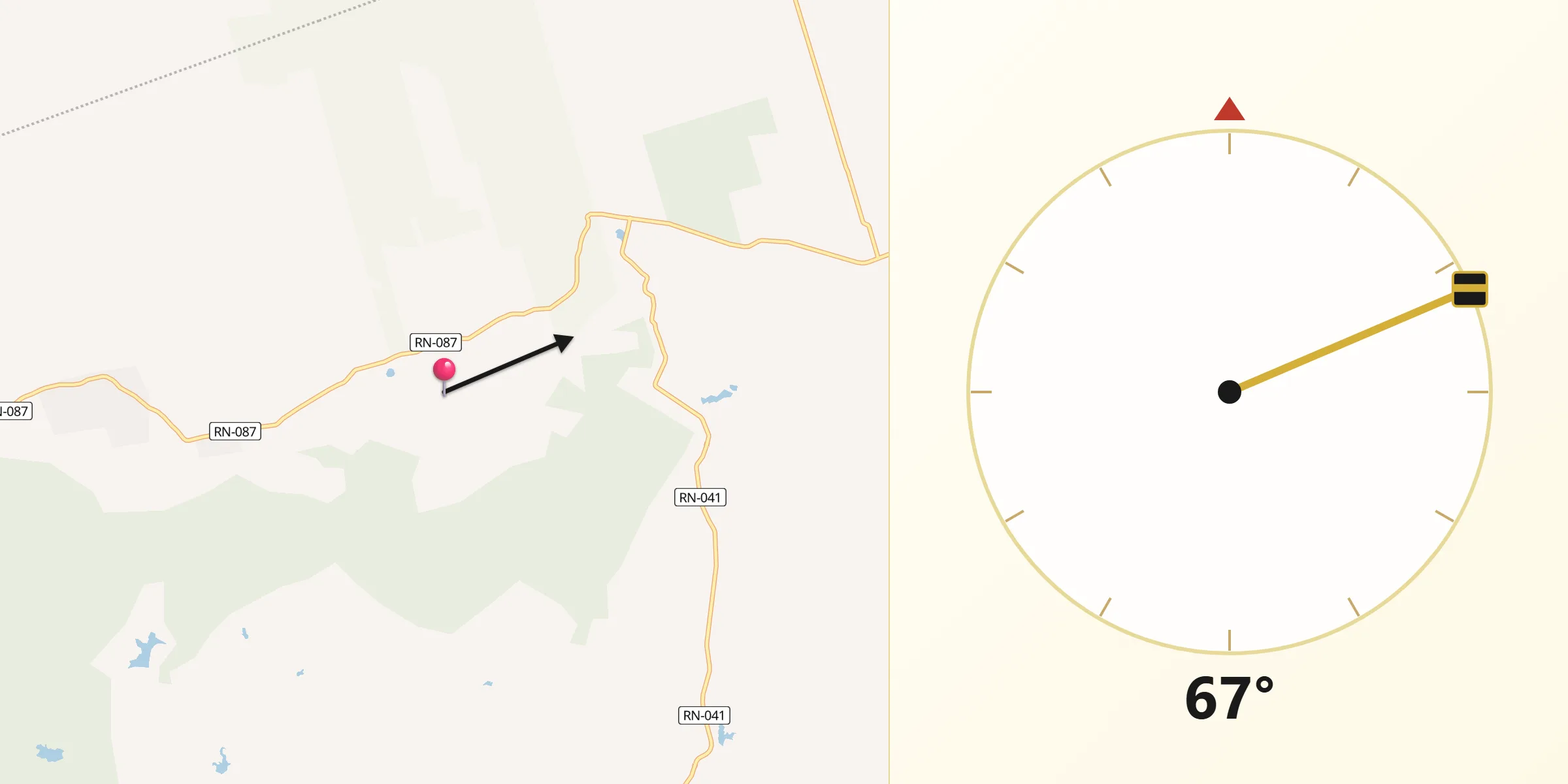 Direção da Qibla a partir de Lagoa Nova