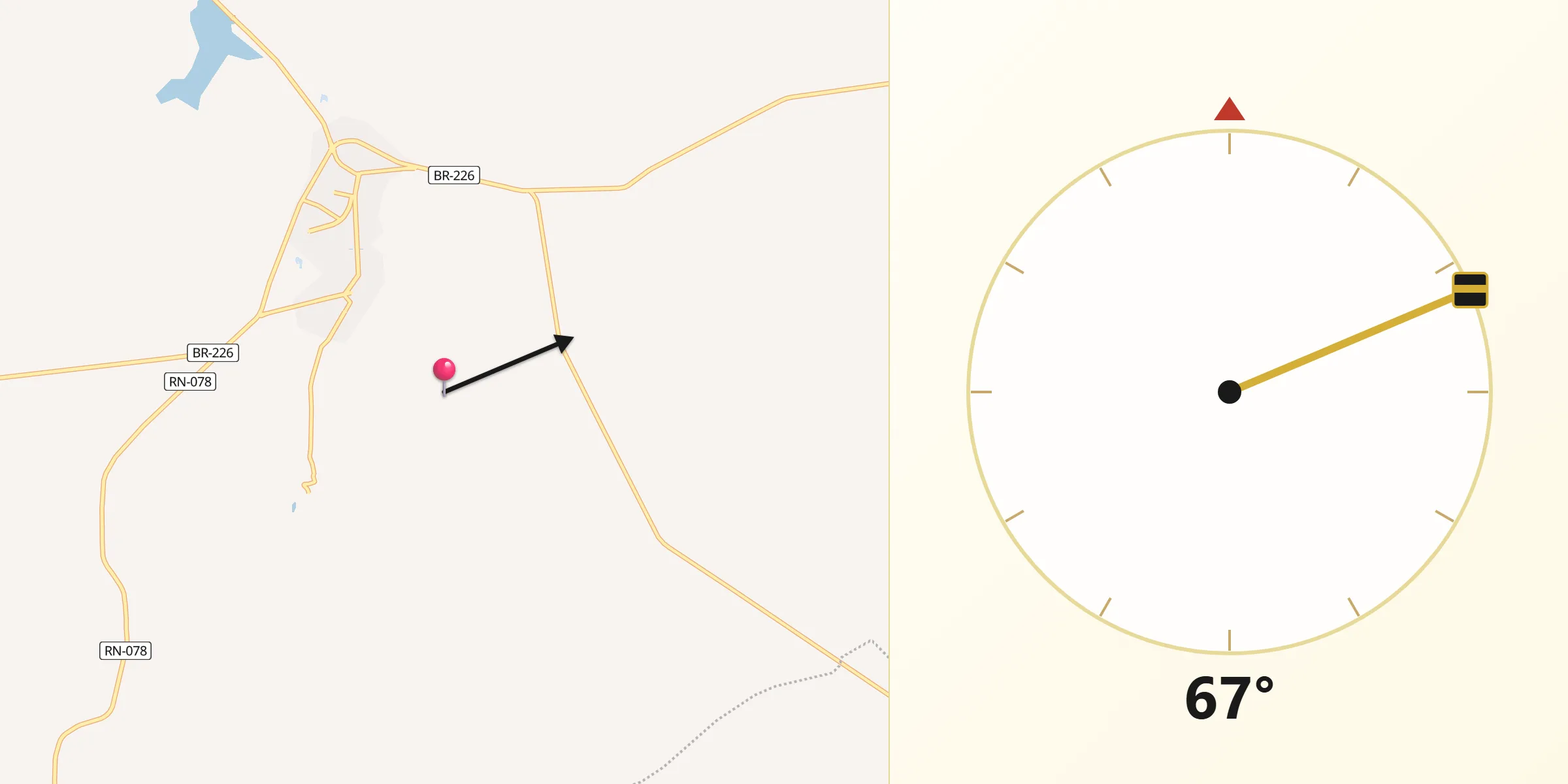 Direção da Qibla a partir de Patu
