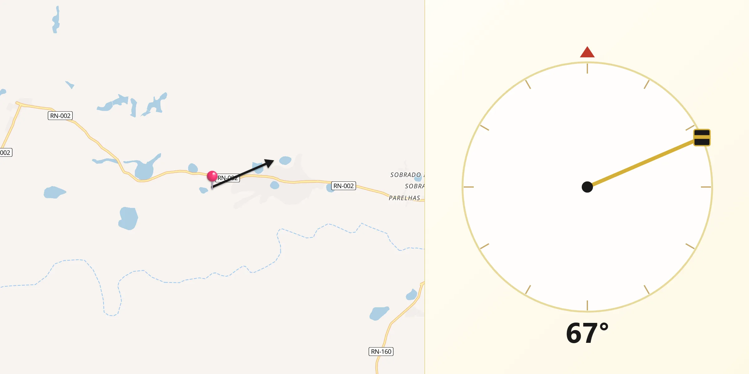 Direção da Qibla a partir de Lagoa Salgada