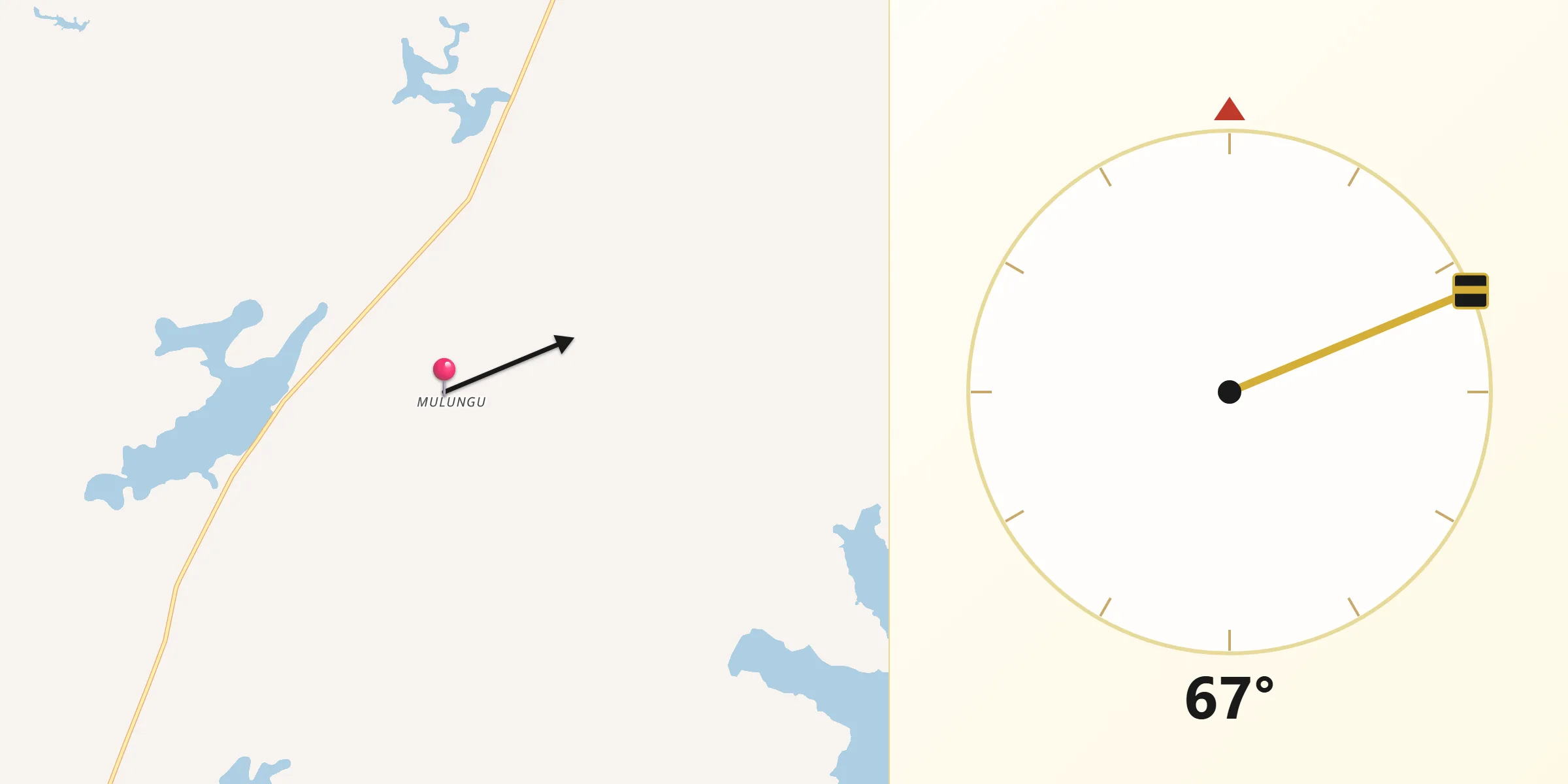 Direção da Qibla a partir de Quixelô