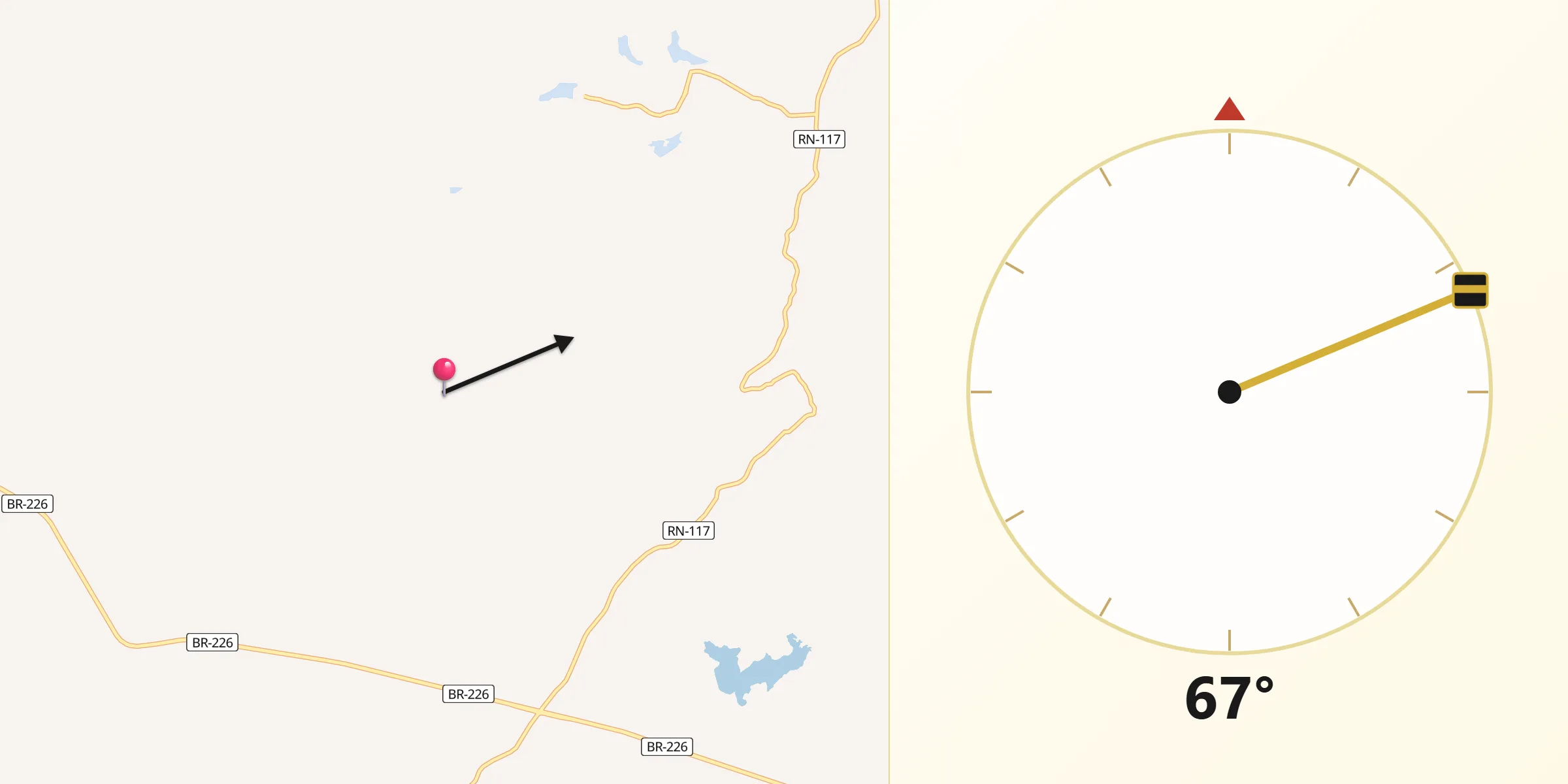 Direção da Qibla a partir de Serrinha dos Pintos