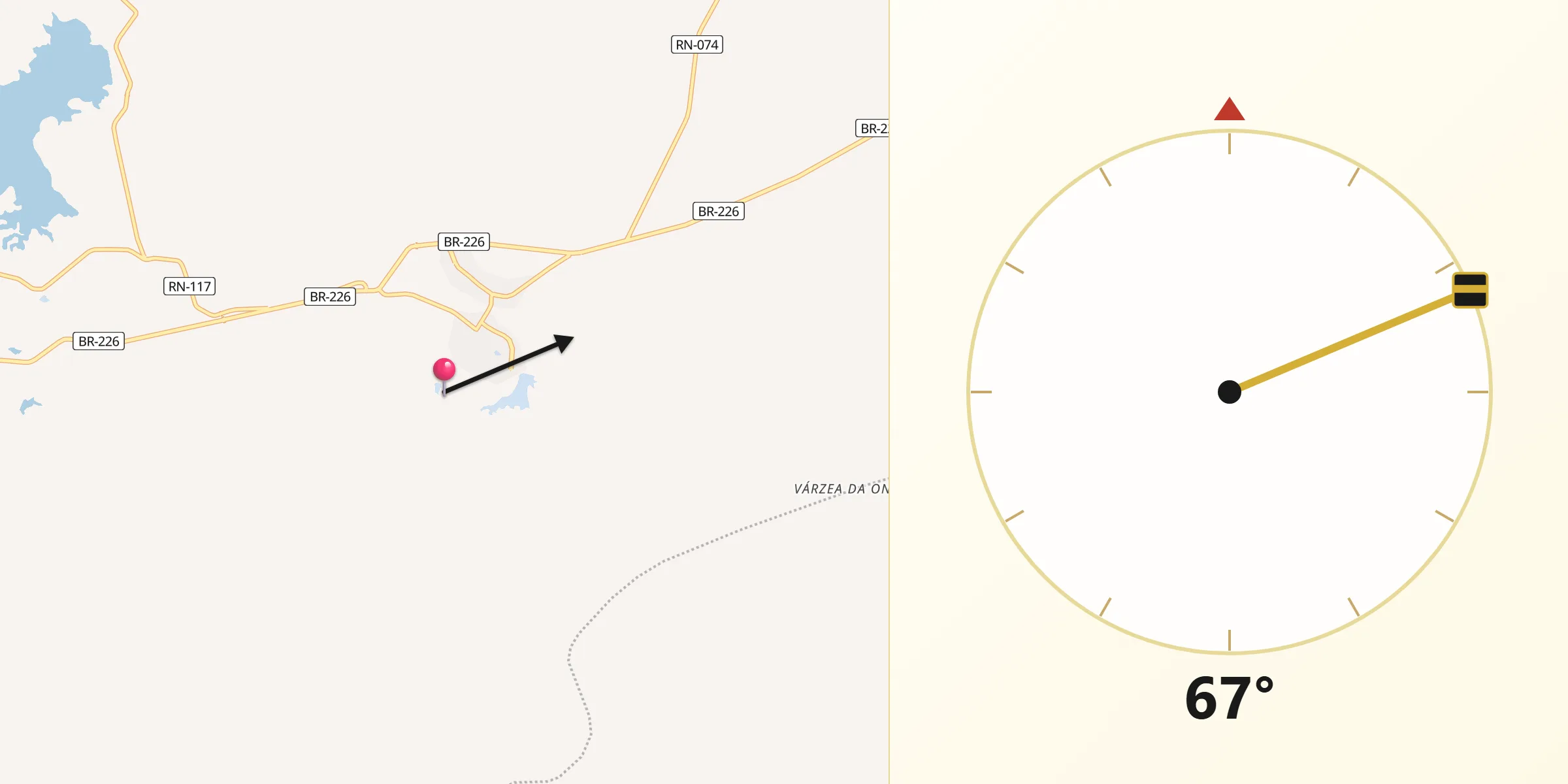Direção da Qibla a partir de Almino Afonso
