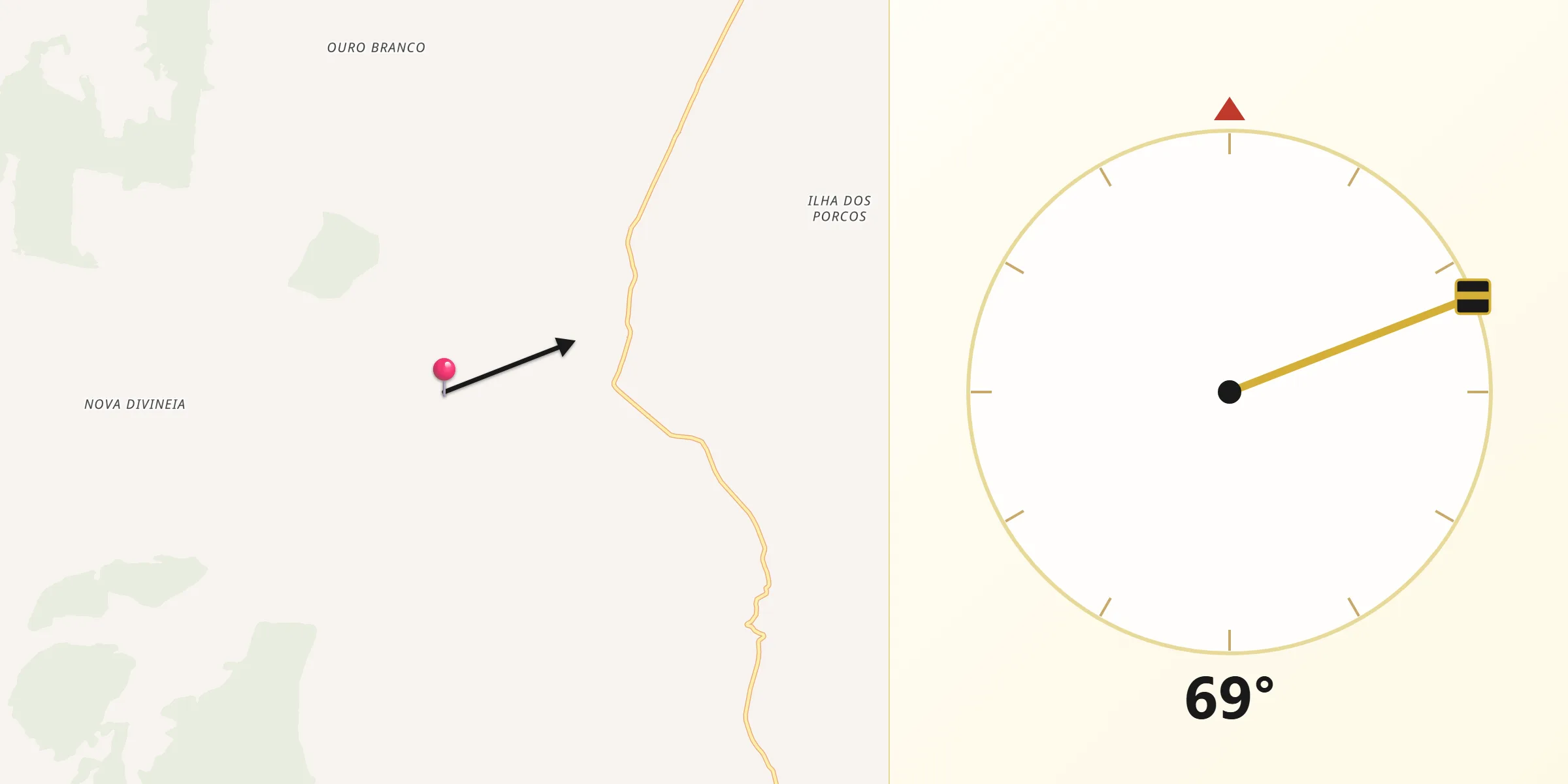 Direção da Qibla a partir de Curionópolis