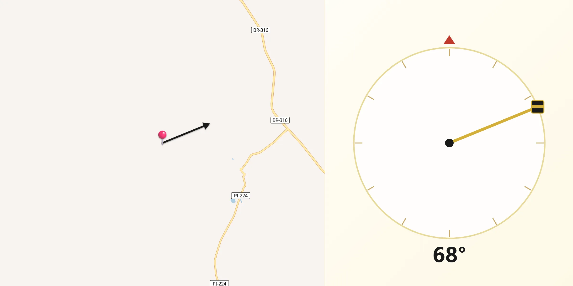 Direção da Qibla a partir de Elesbão Veloso