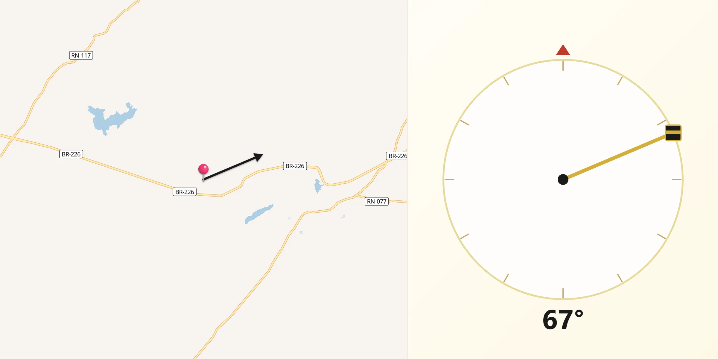 Direção da Qibla a partir de Antônio Martins