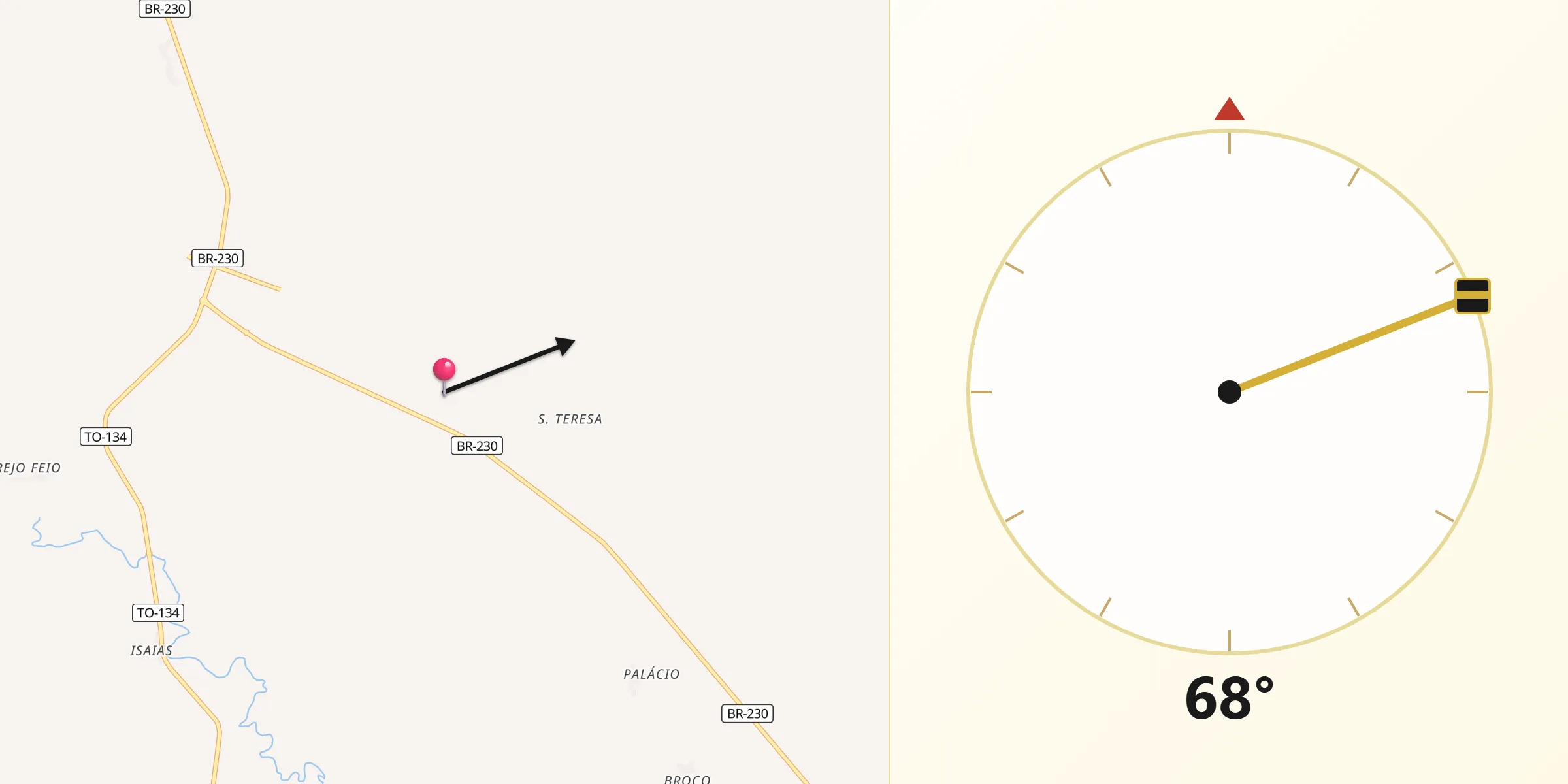 Direção da Qibla a partir de Luzinópolis