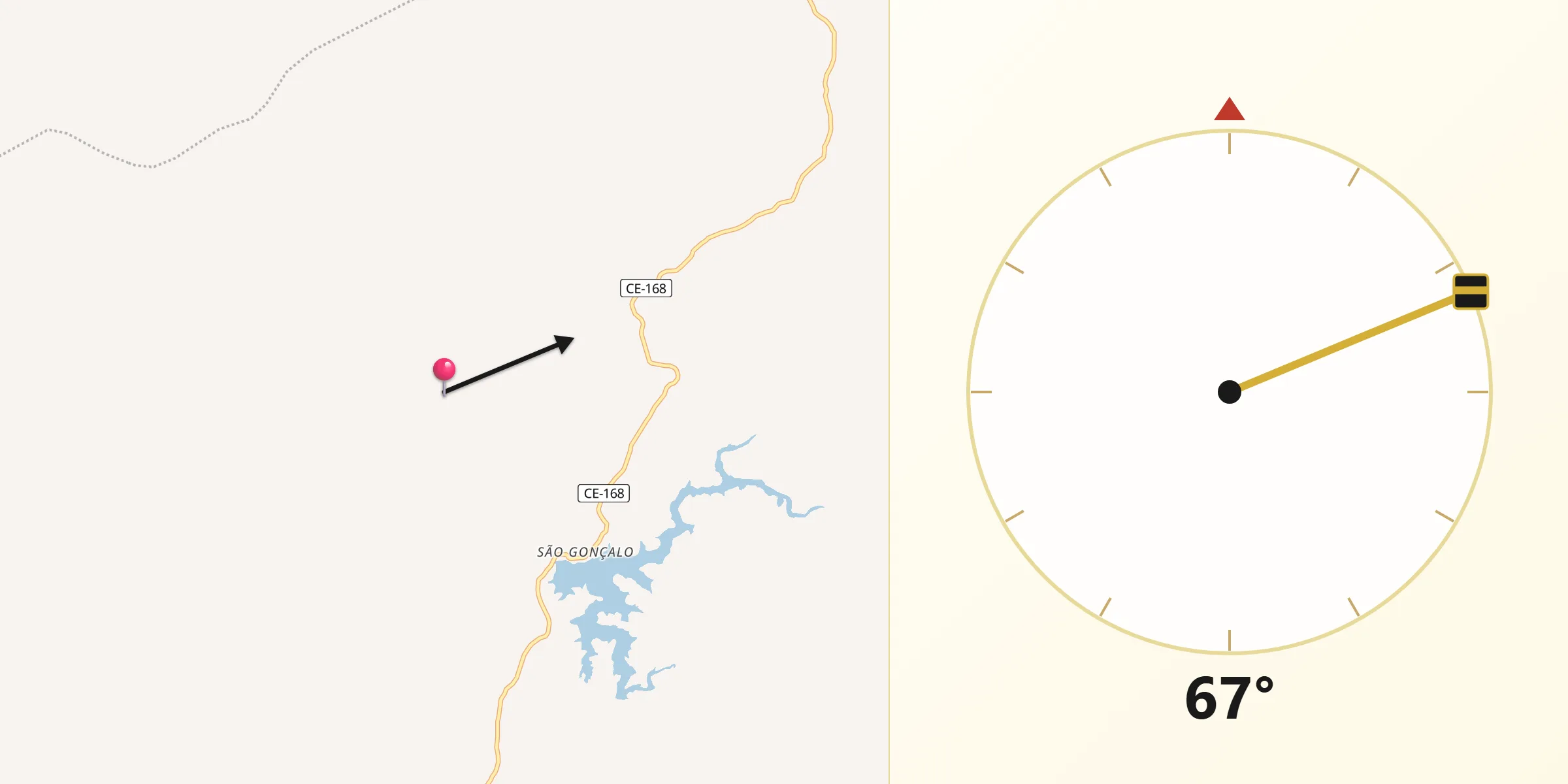 Direção da Qibla a partir de Catarina