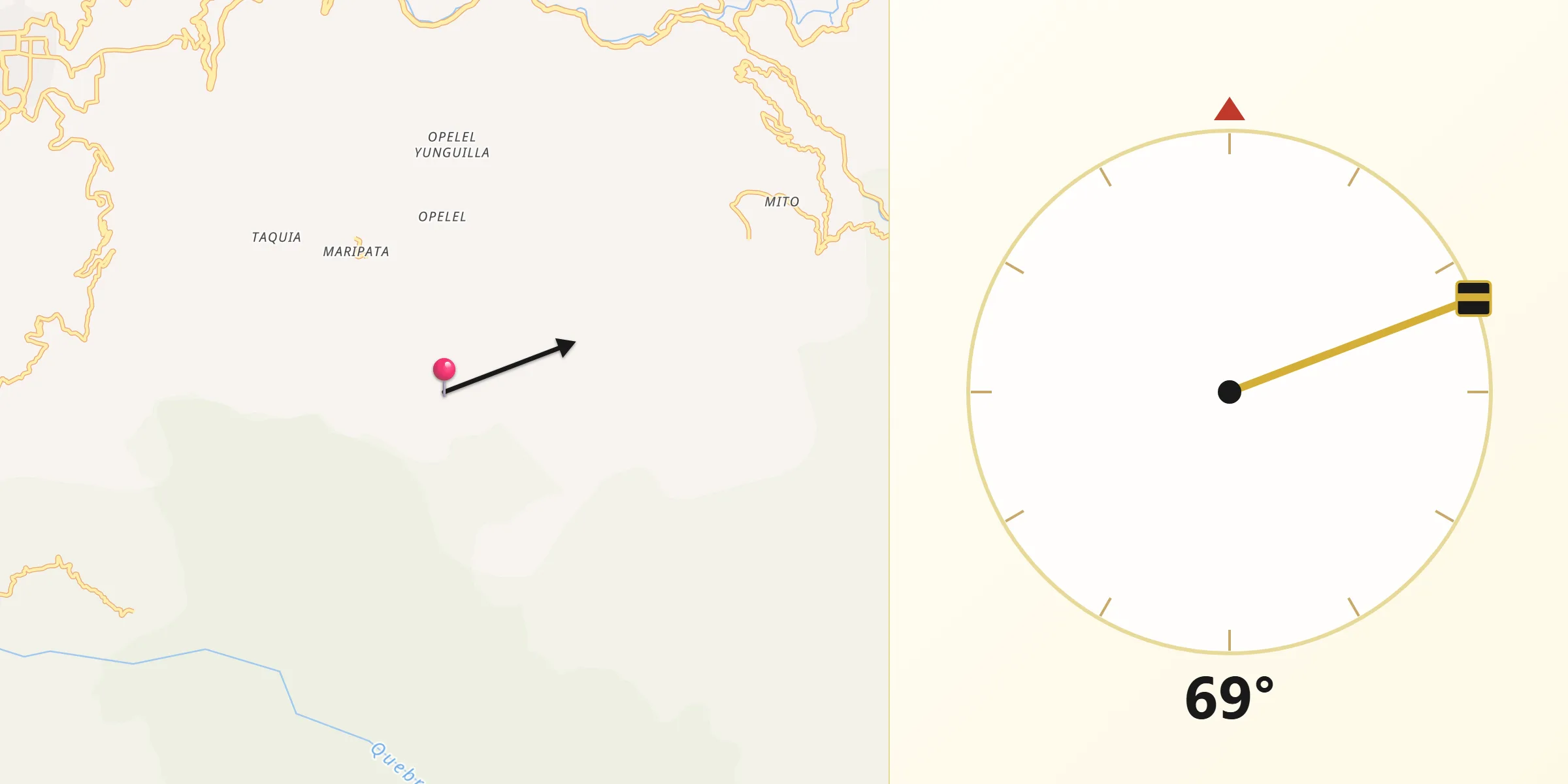 Dirección de la Qibla desde Provincia de Chachapoyas