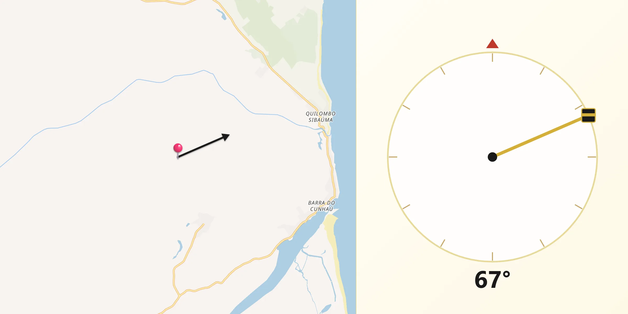 Direção da Qibla a partir de Vila Flor