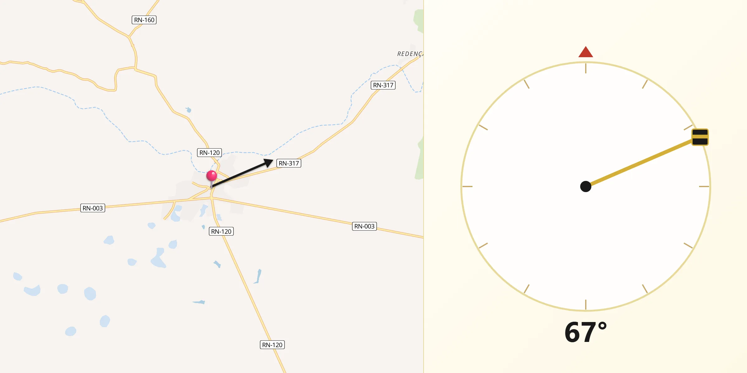 Direção da Qibla a partir de Santo Antônio