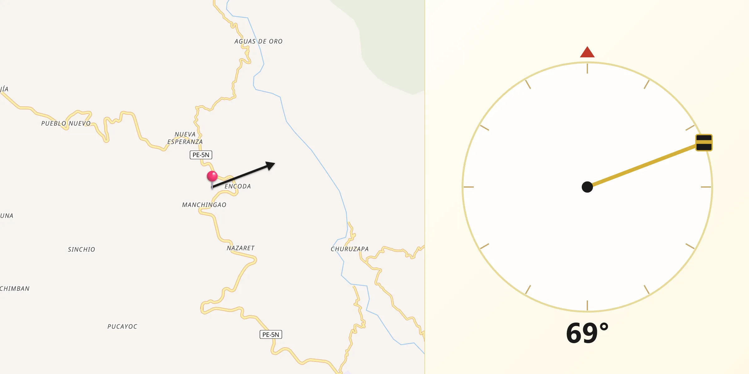 Dirección de la Qibla desde Provincia de Lamas