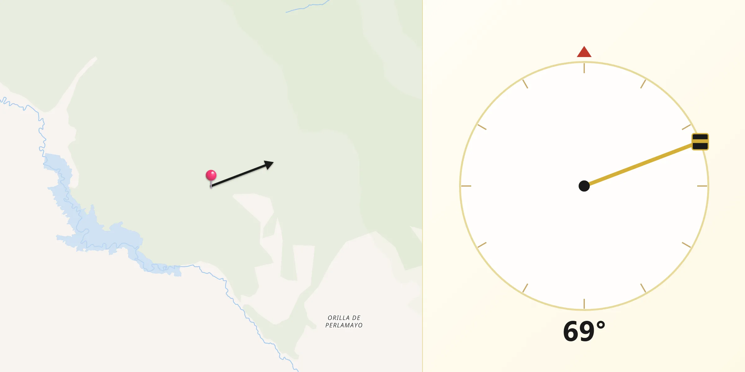 Dirección de la Qibla desde Provincia de Rodríguez de Mendoza