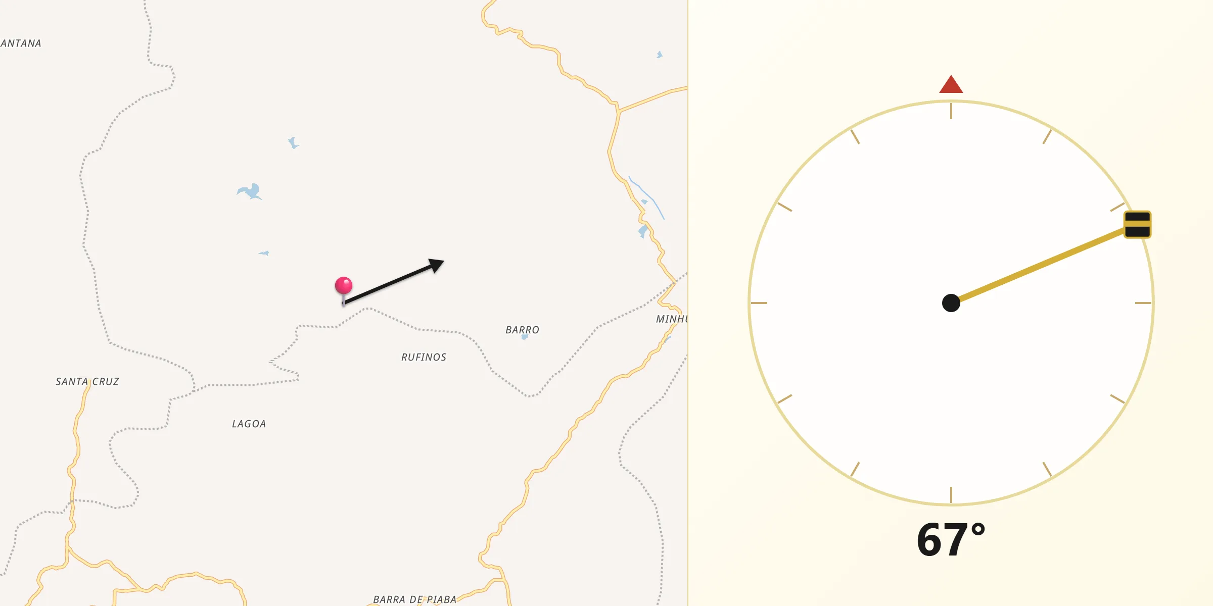 Direção da Qibla a partir de Venha-Ver