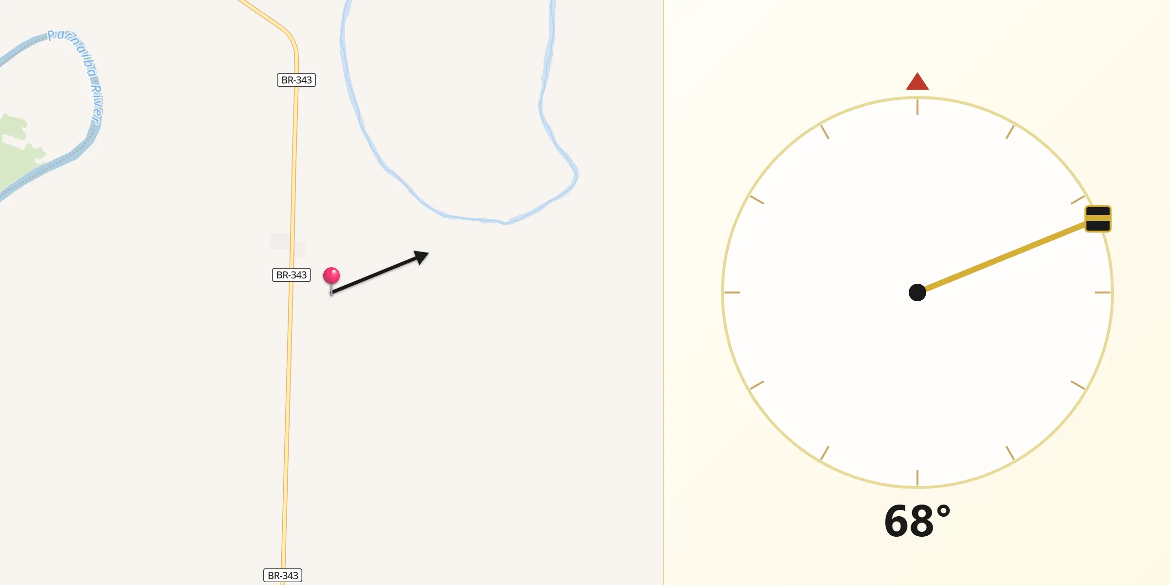 Direção da Qibla a partir de Amarante