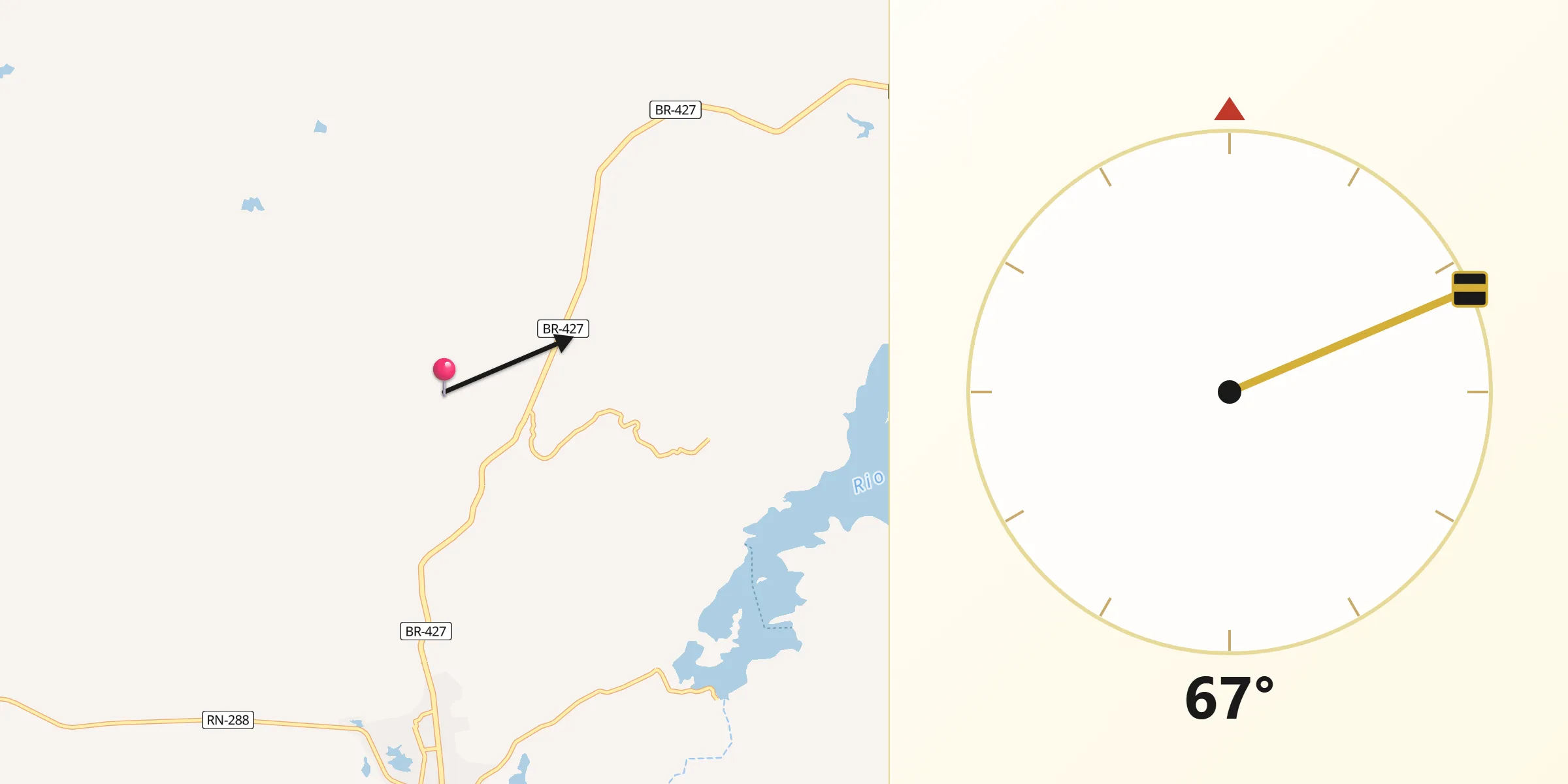 Direção da Qibla a partir de Acari