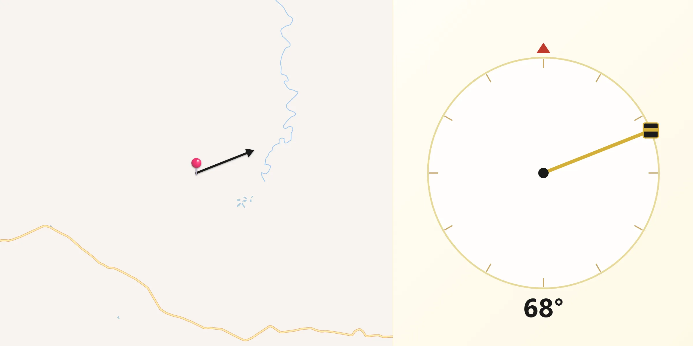 Direção da Qibla a partir de São João do Paraíso