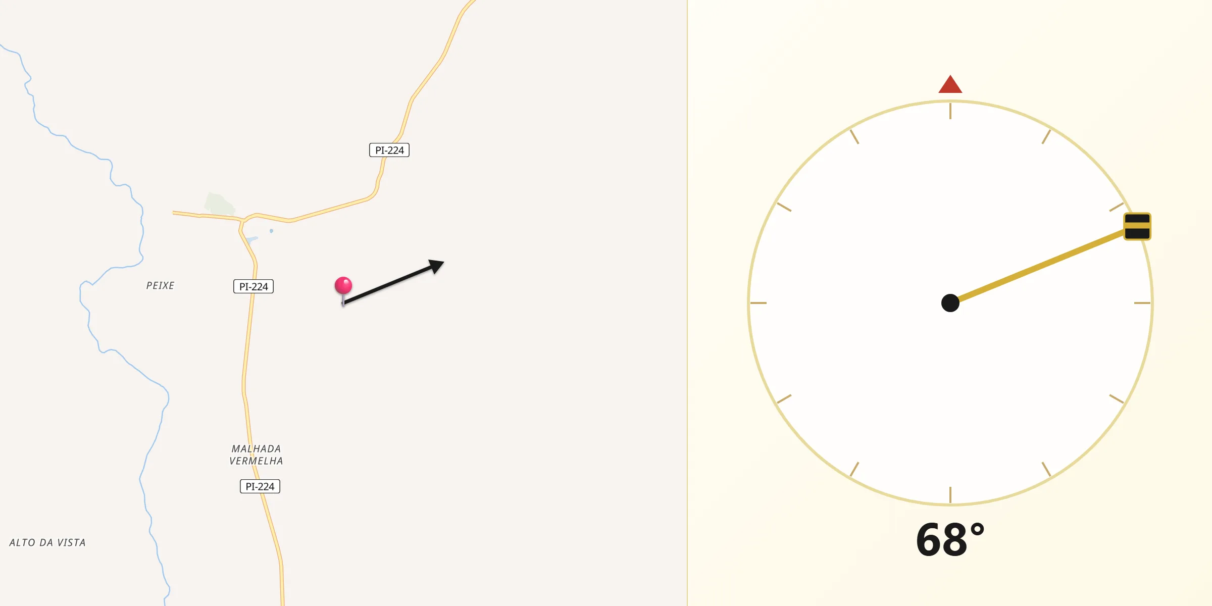 Direção da Qibla a partir de Francinópolis
