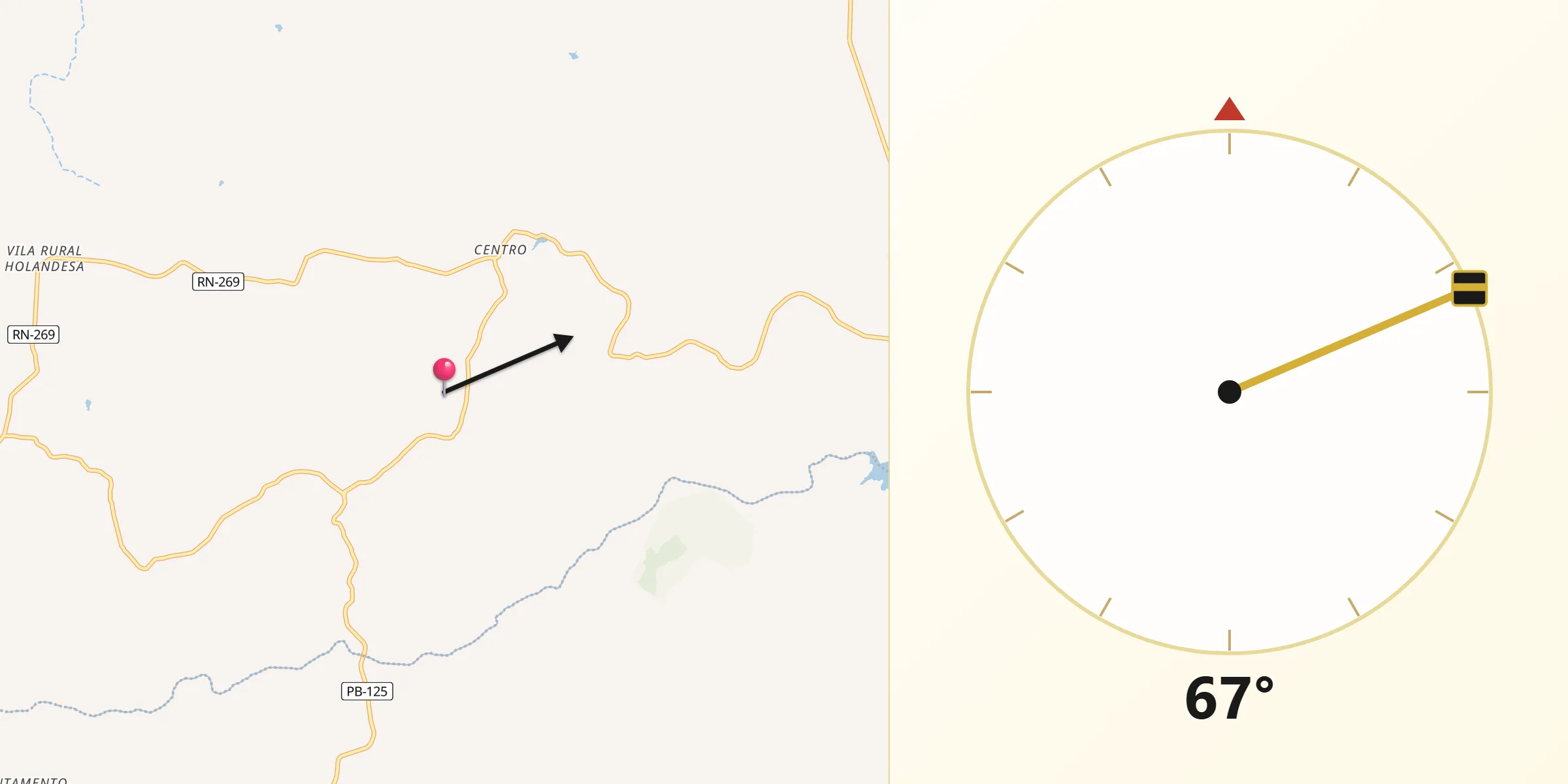Direção da Qibla a partir de Serra de São Bento