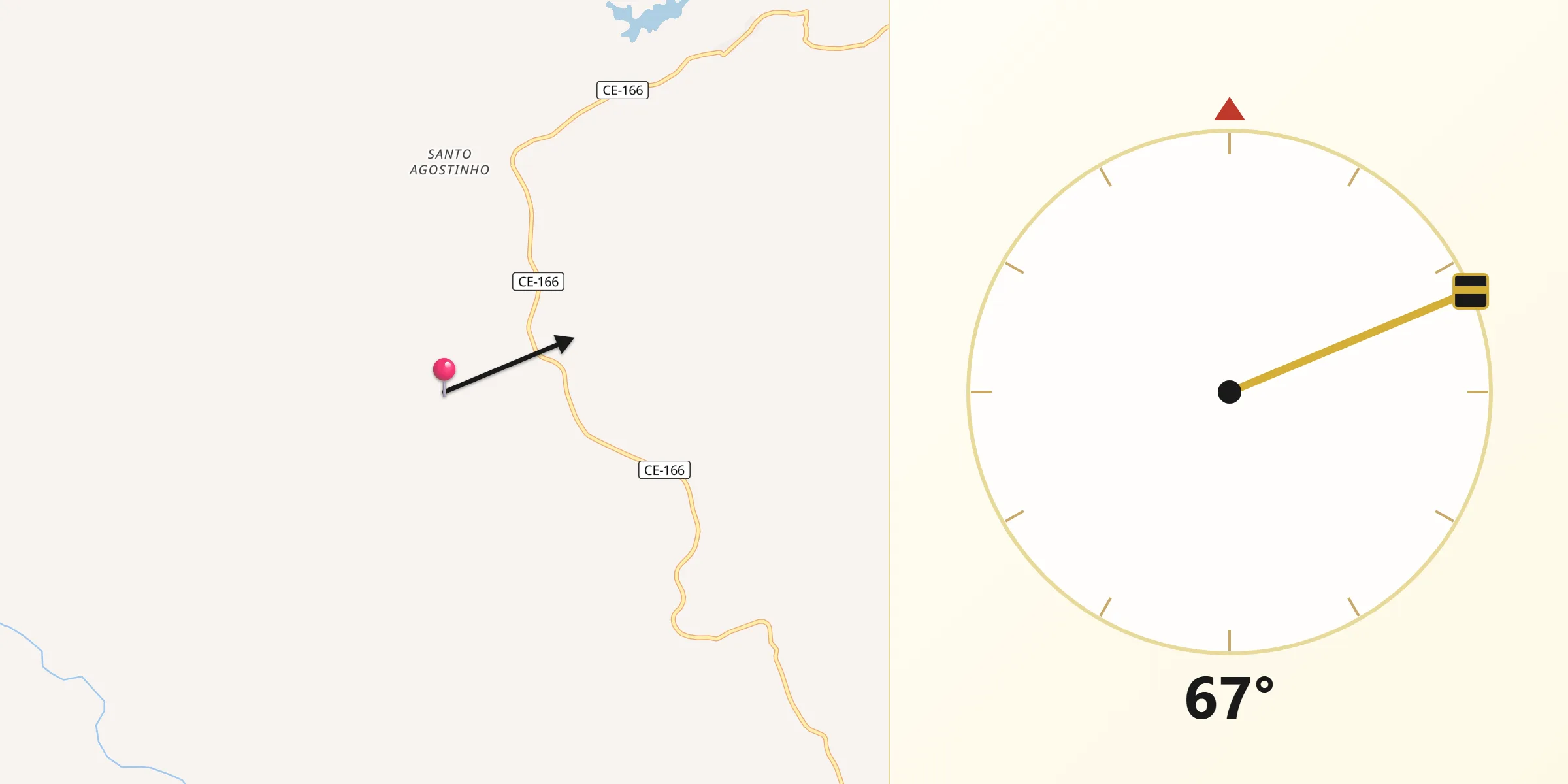 Direção da Qibla a partir de Jucás