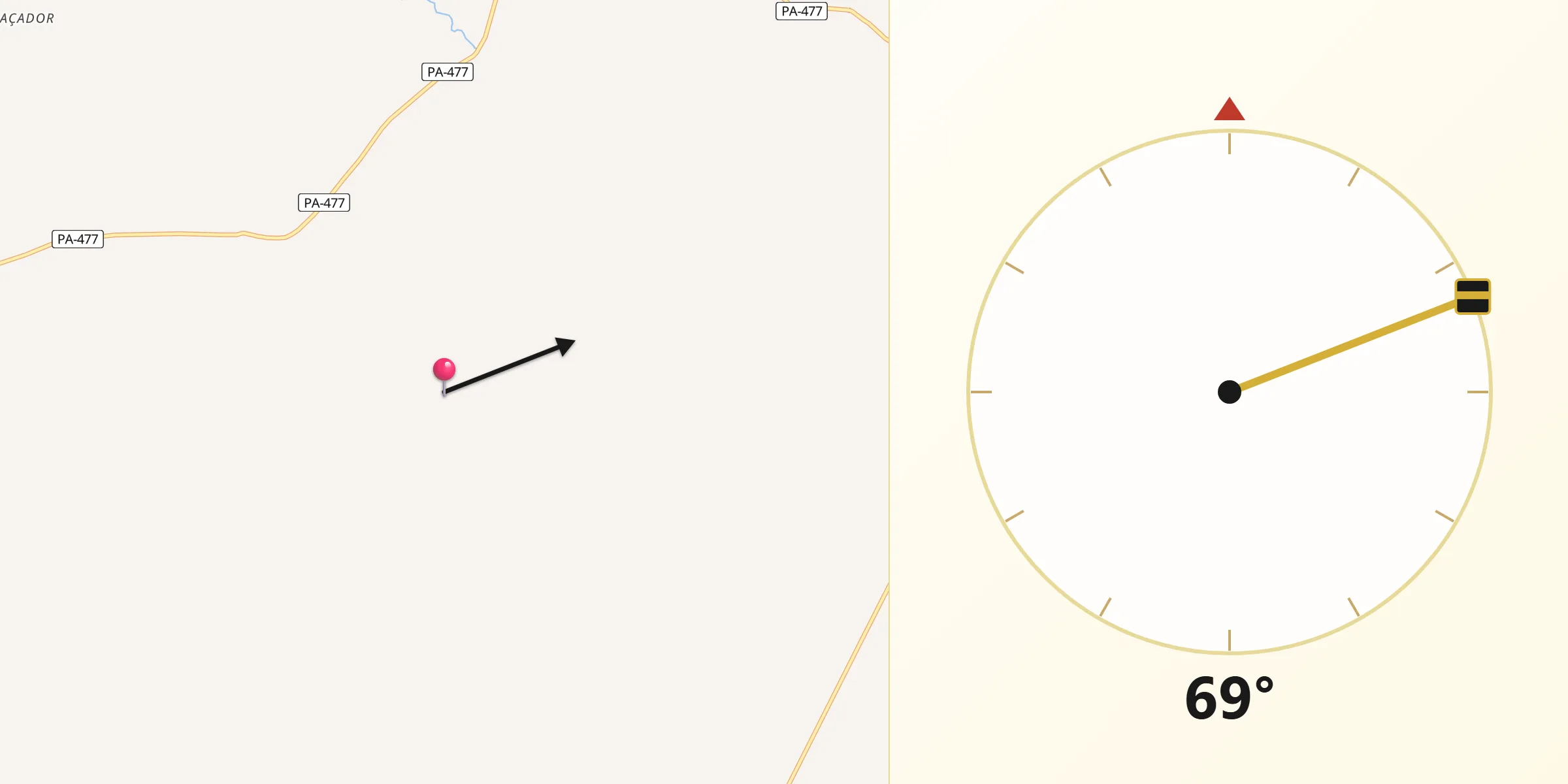 Direção da Qibla a partir de Piçarra