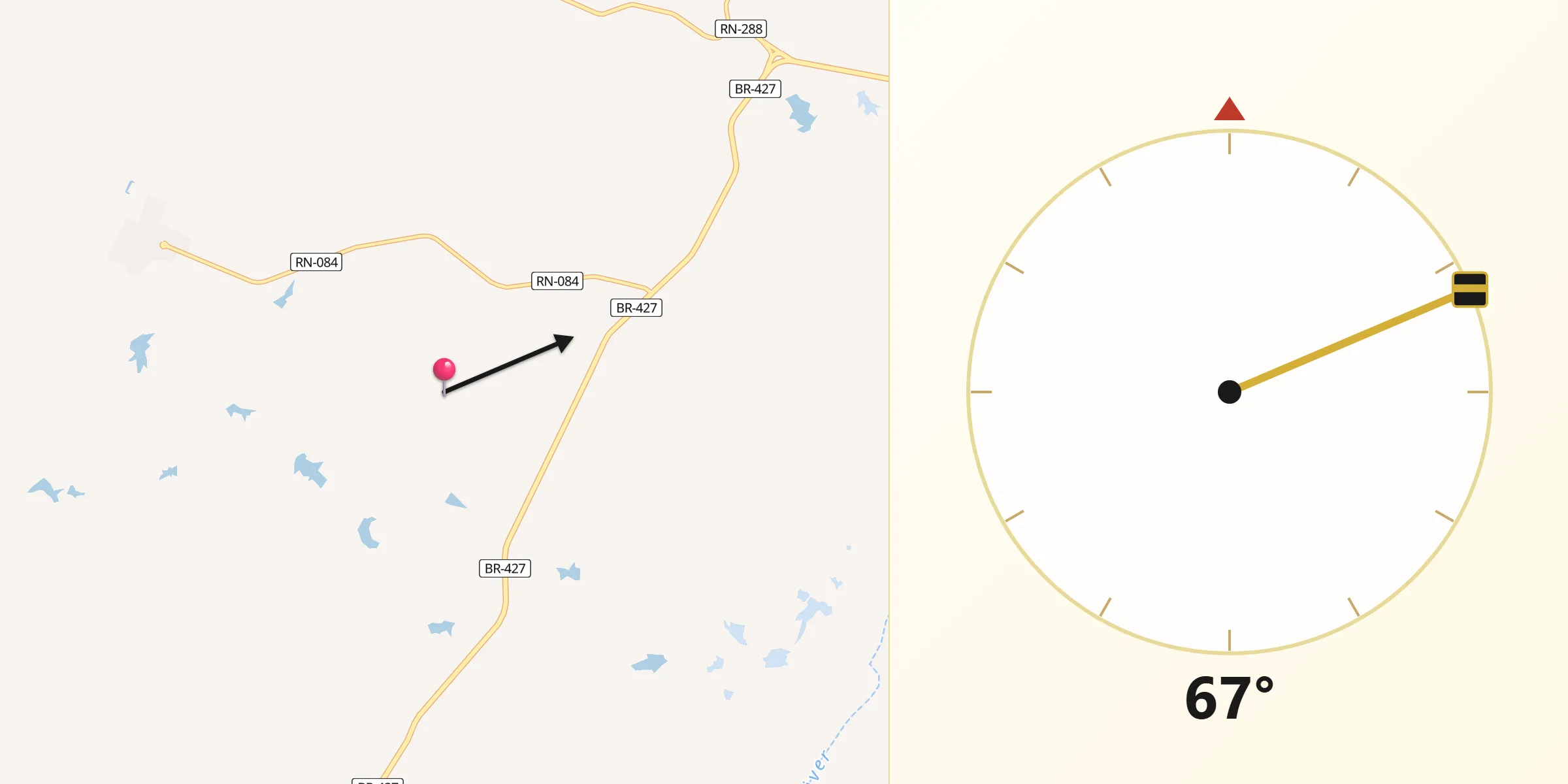 Direção da Qibla a partir de Timbaúba dos Batistas