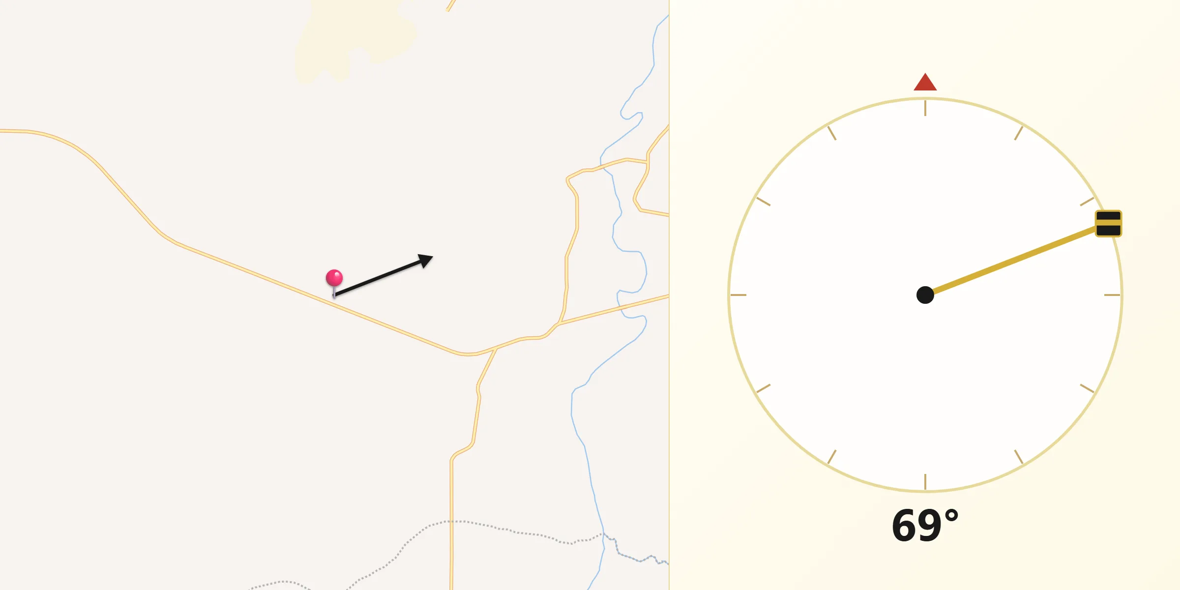Direção da Qibla a partir de Canaã dos Carajás