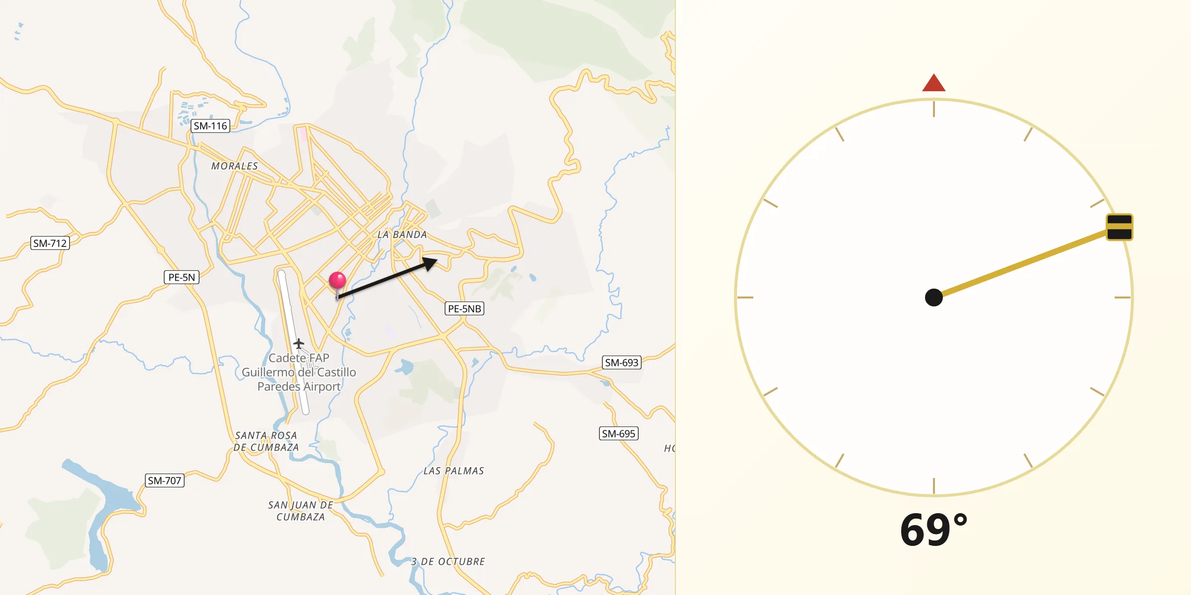 Dirección de la Qibla desde Tarapoto