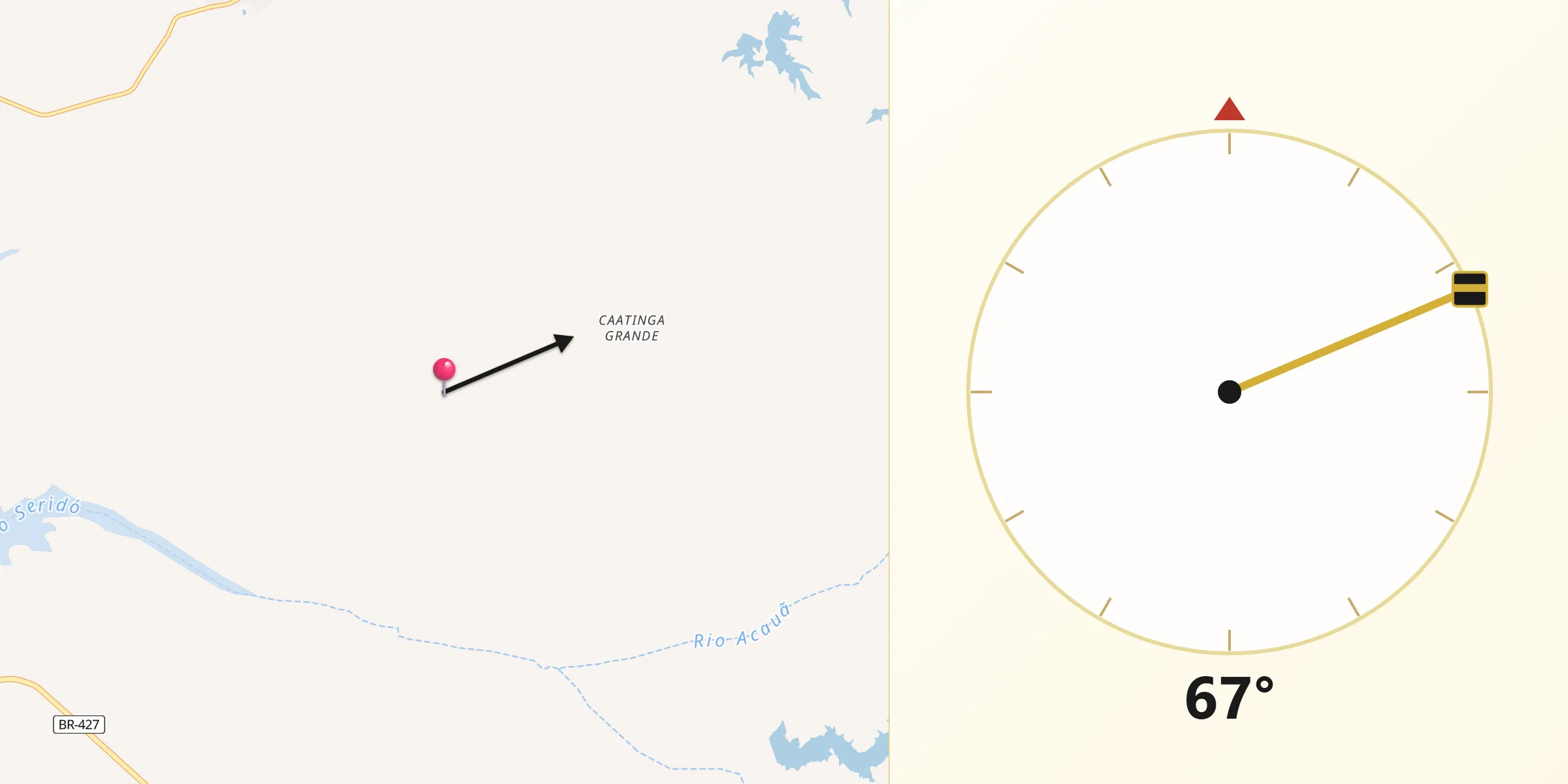Direção da Qibla a partir de São José do Seridó
