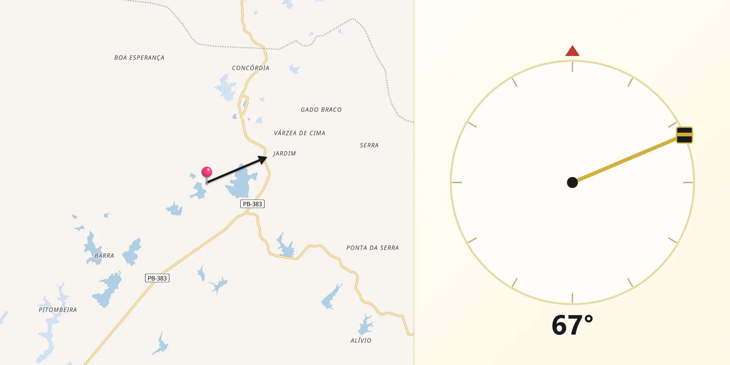Direção da Qibla a partir de Lastro