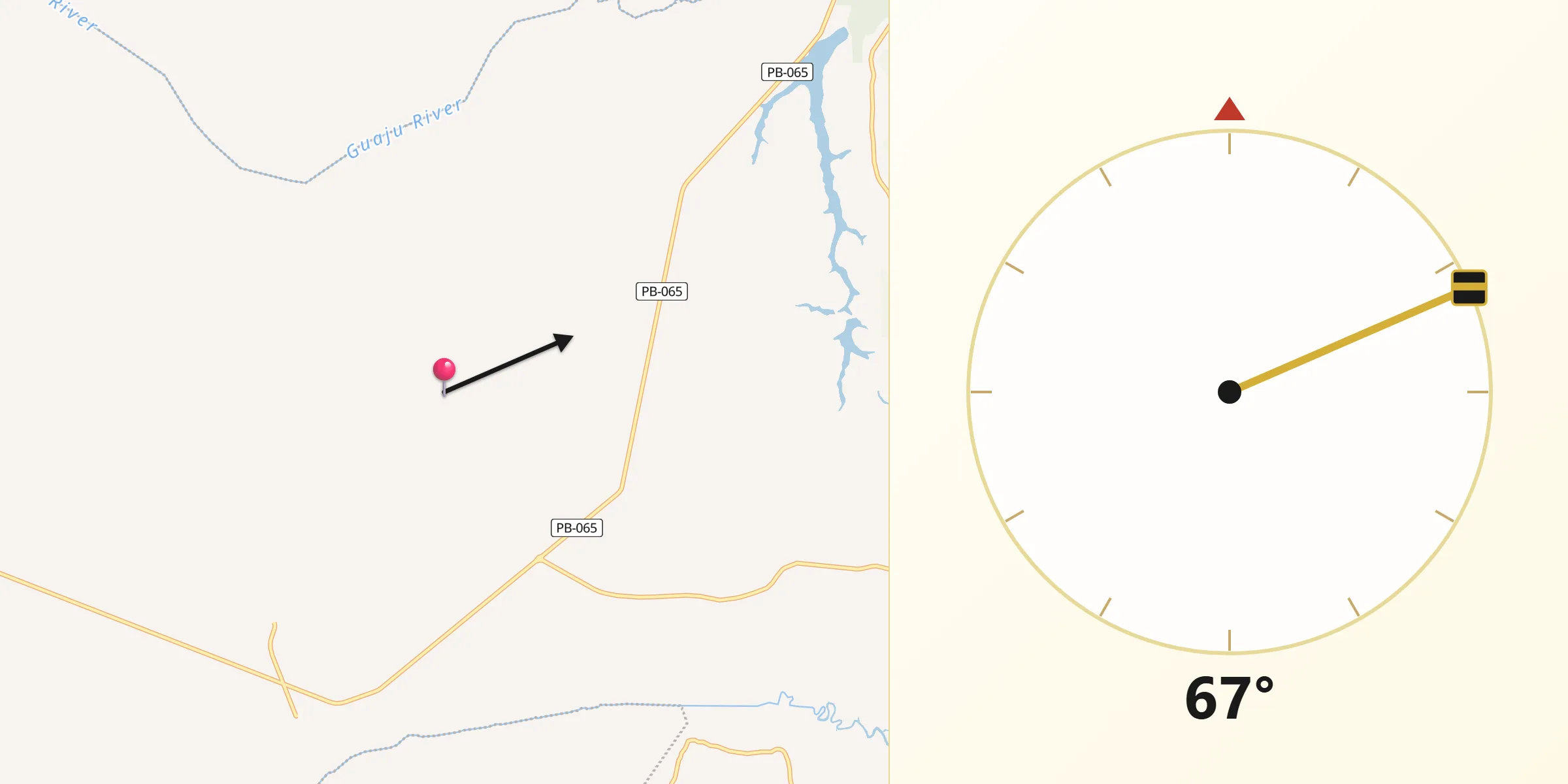 Direção da Qibla a partir de Mataraca