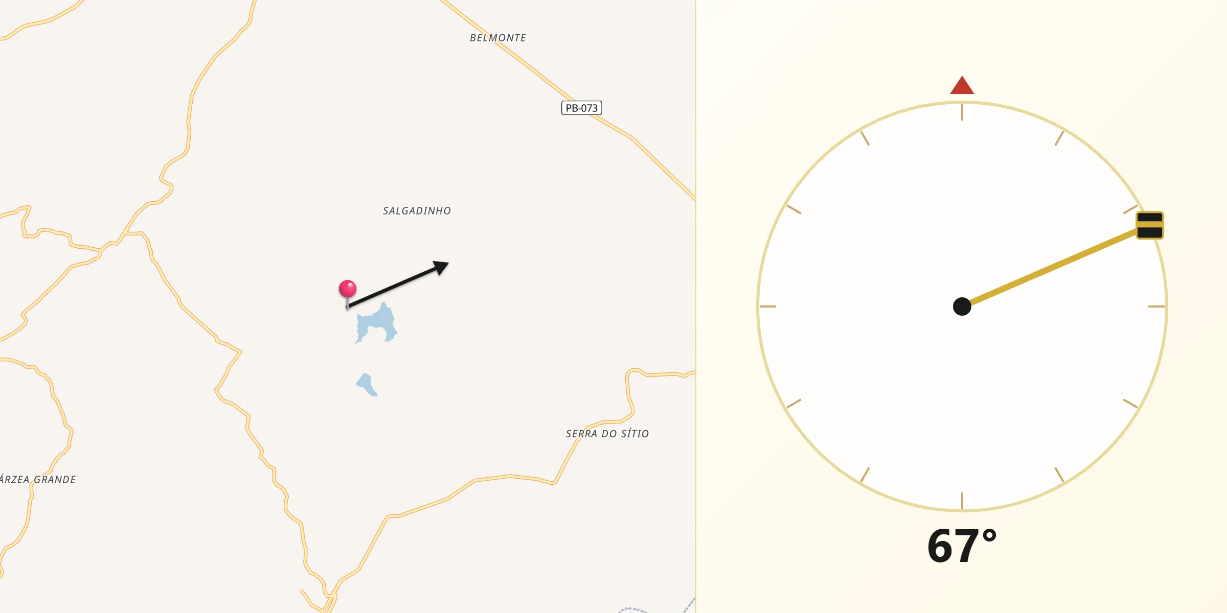 Direção da Qibla a partir de Riachão