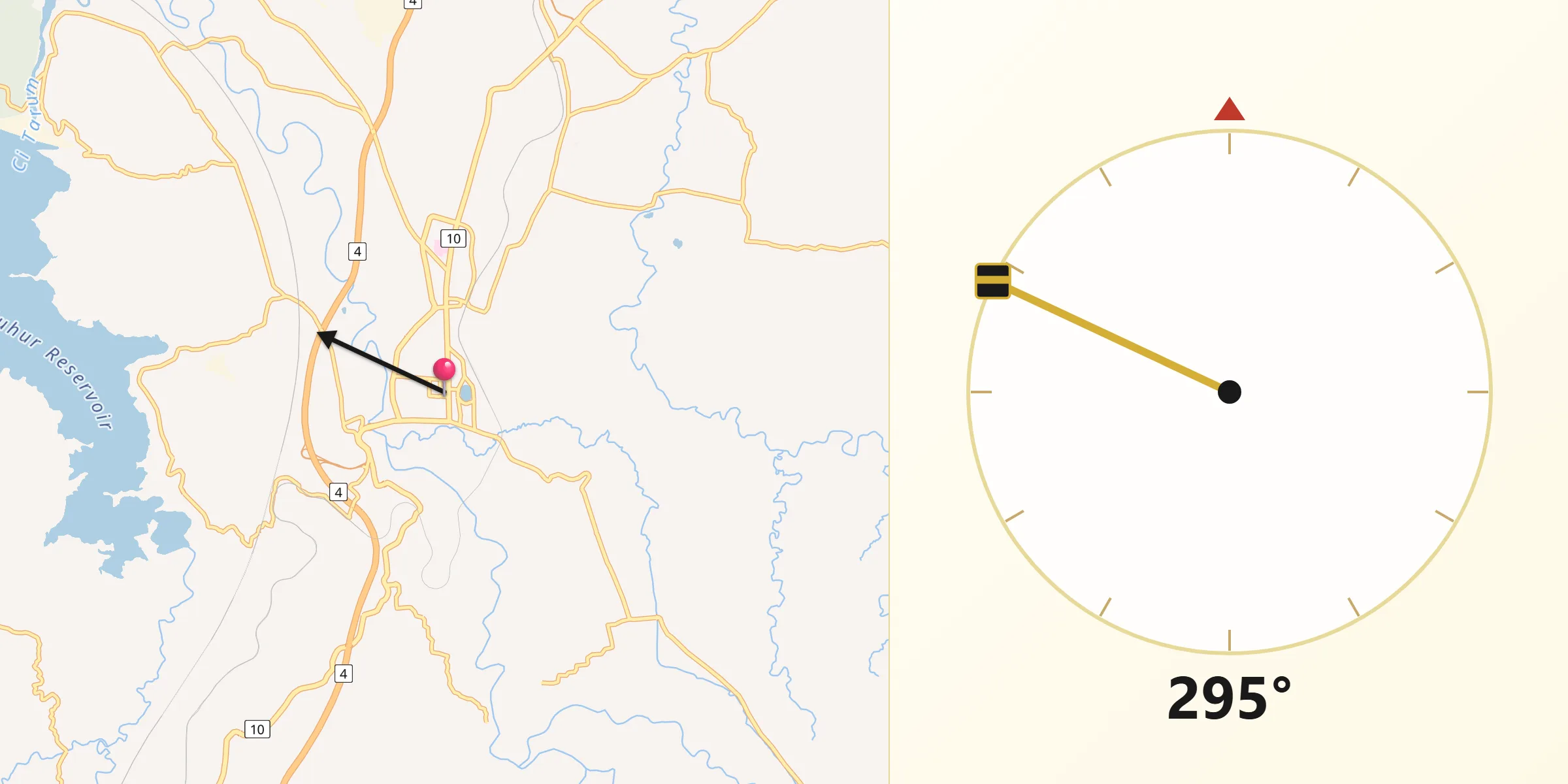 Direction vers la Qibla depuis Purwakarta