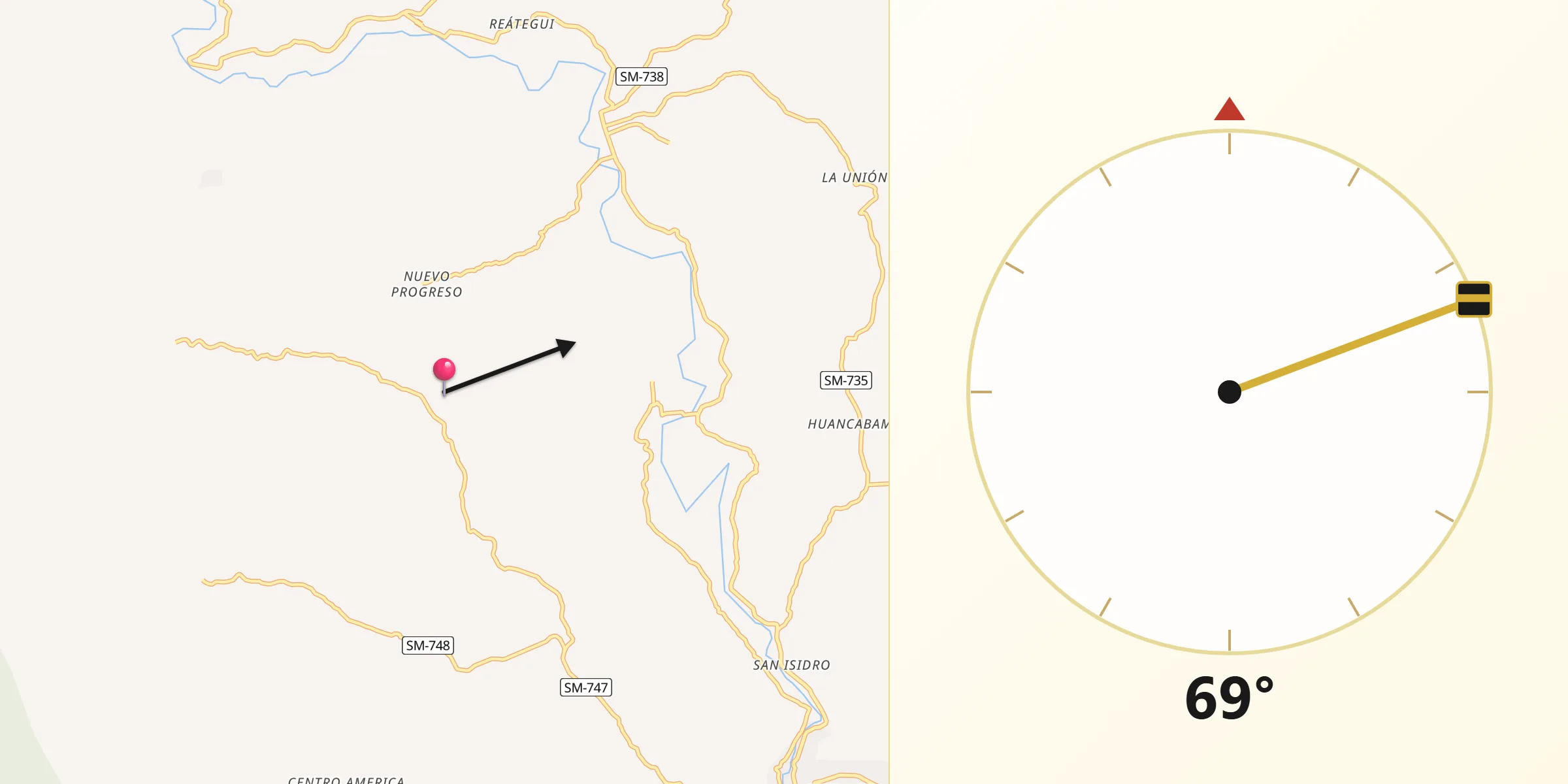 Dirección de la Qibla desde El Dorado