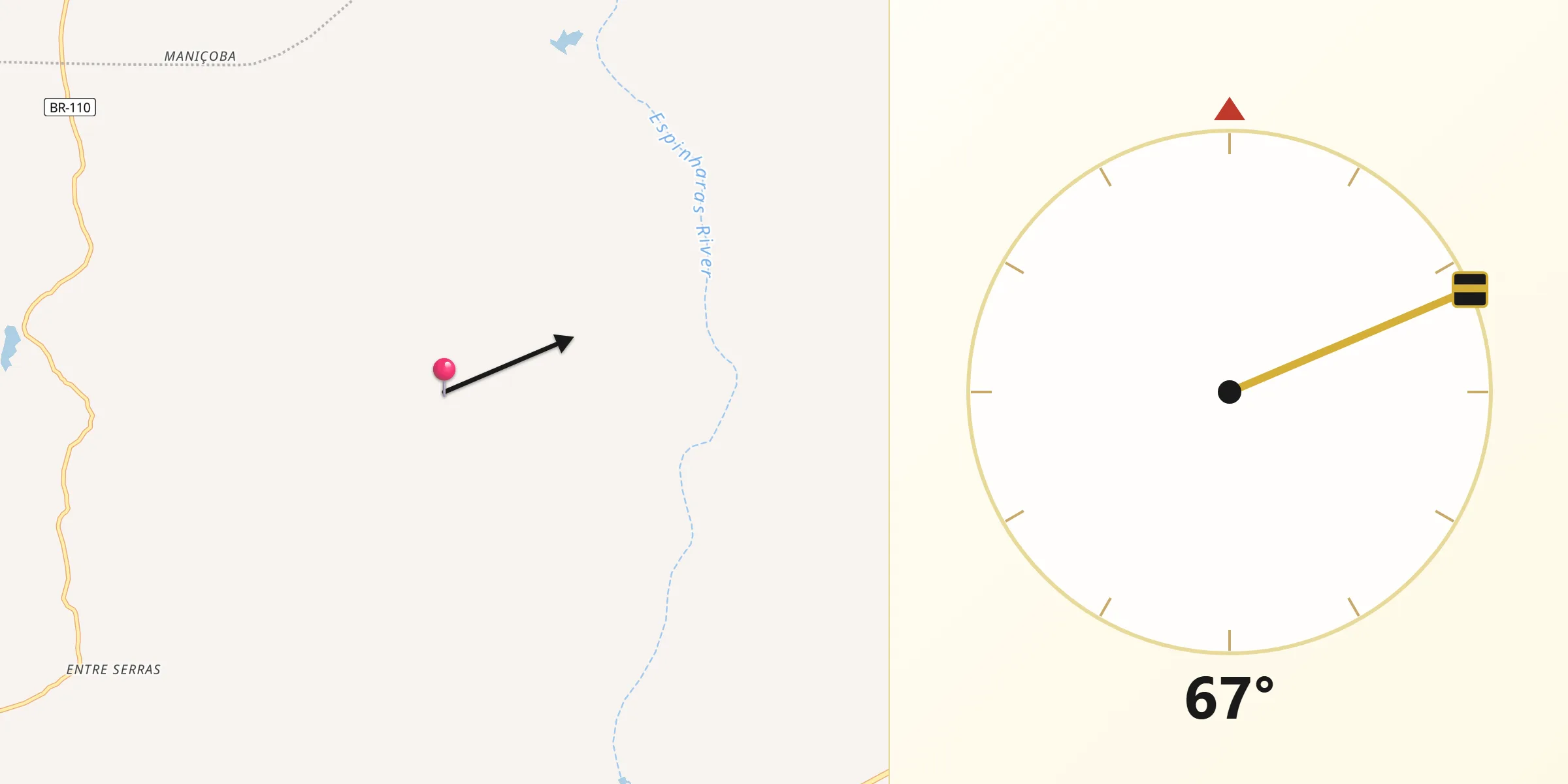 Direção da Qibla a partir de Serra Negra do Norte