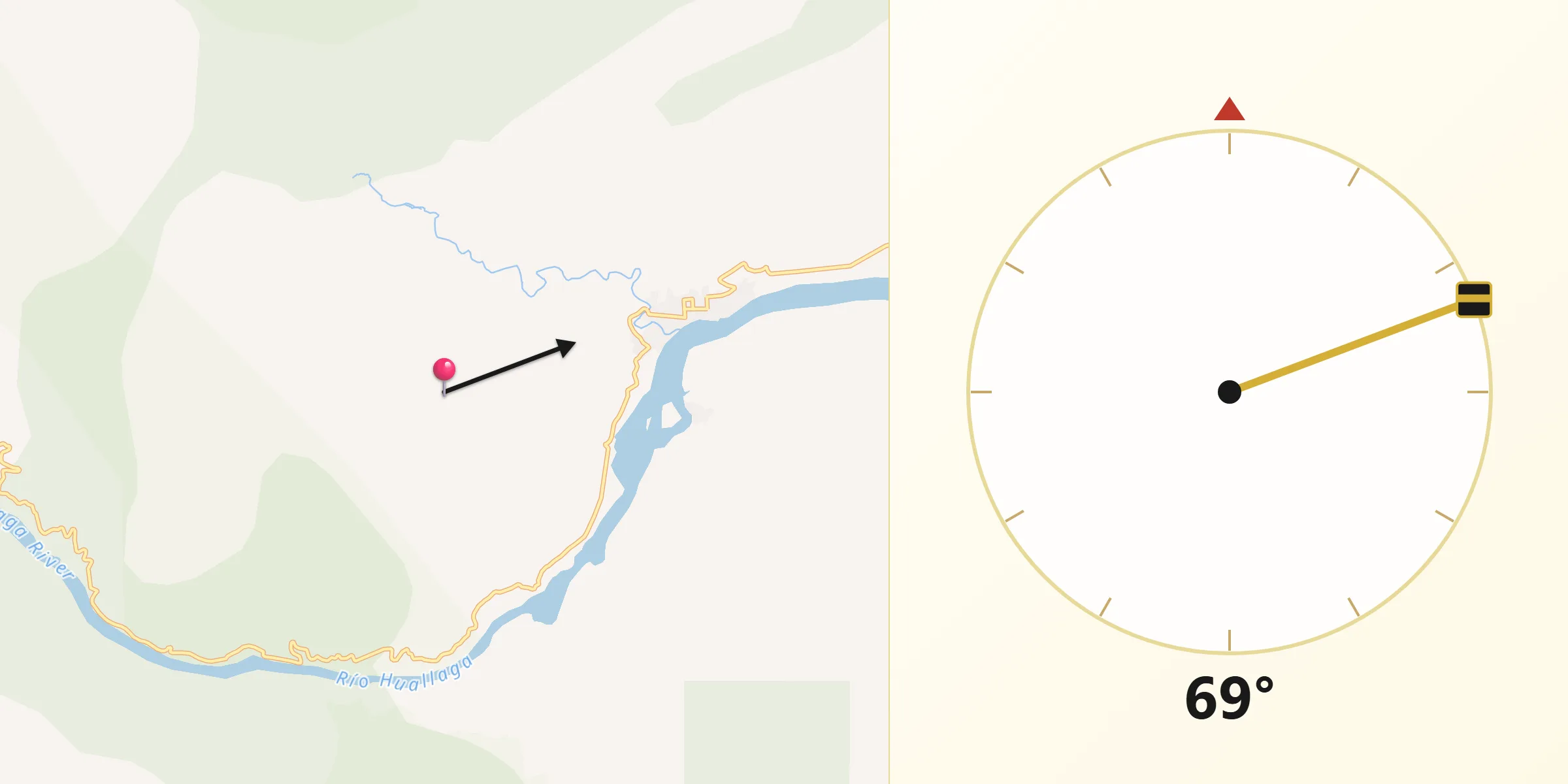 Dirección de la Qibla desde Provincia de San Martín