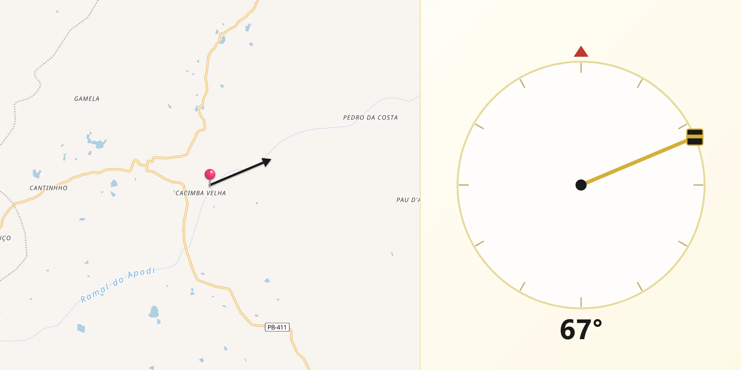 Direção da Qibla a partir de Triunfo