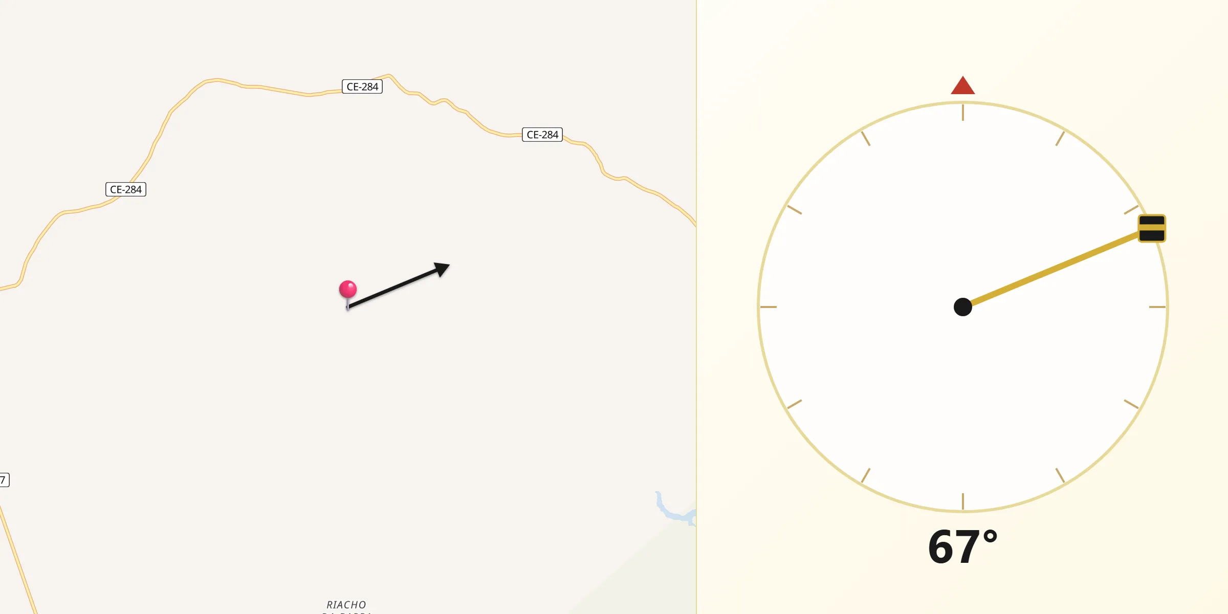 Direção da Qibla a partir de Aiuaba