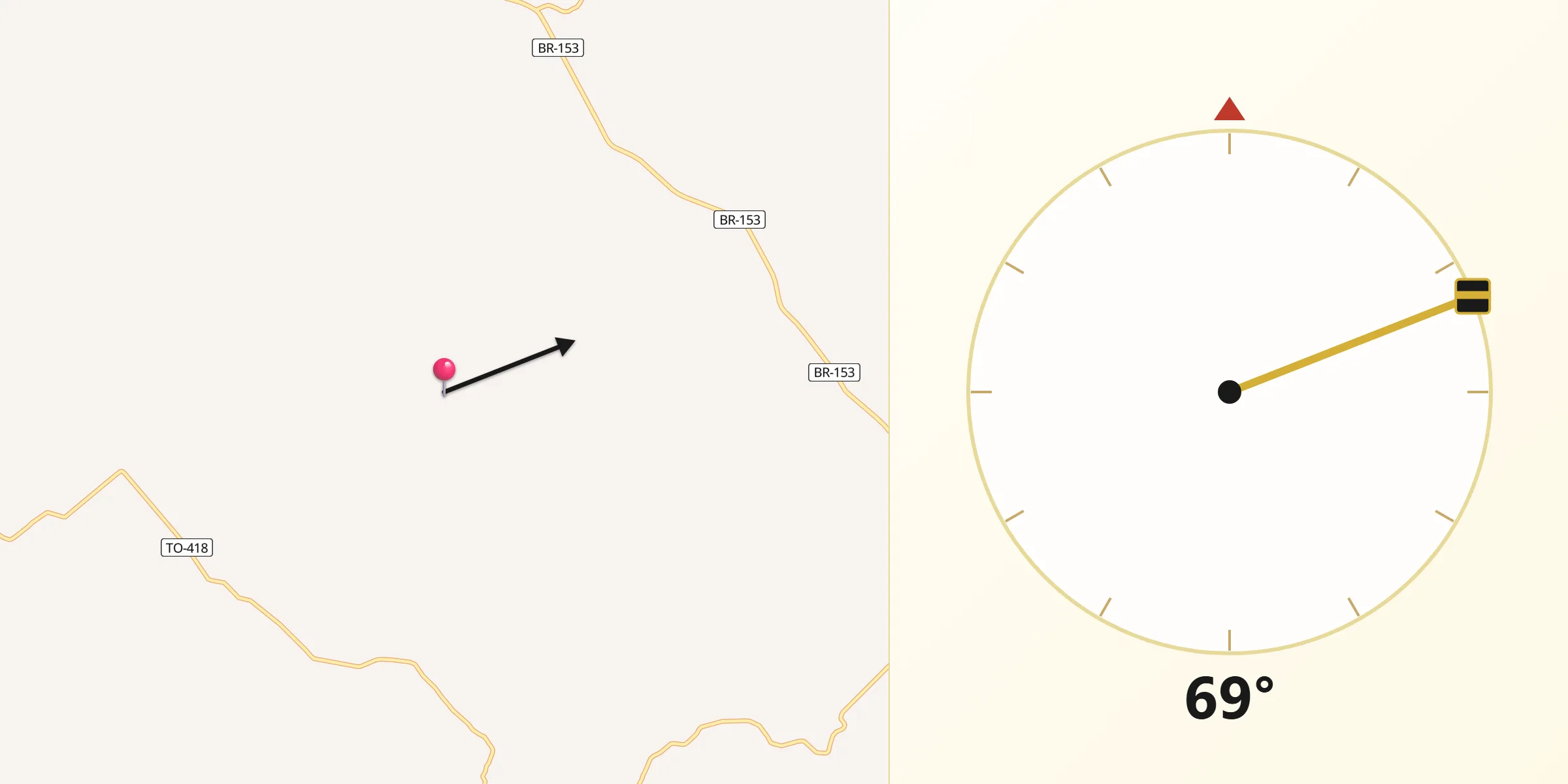 Direção da Qibla a partir de Xambioá