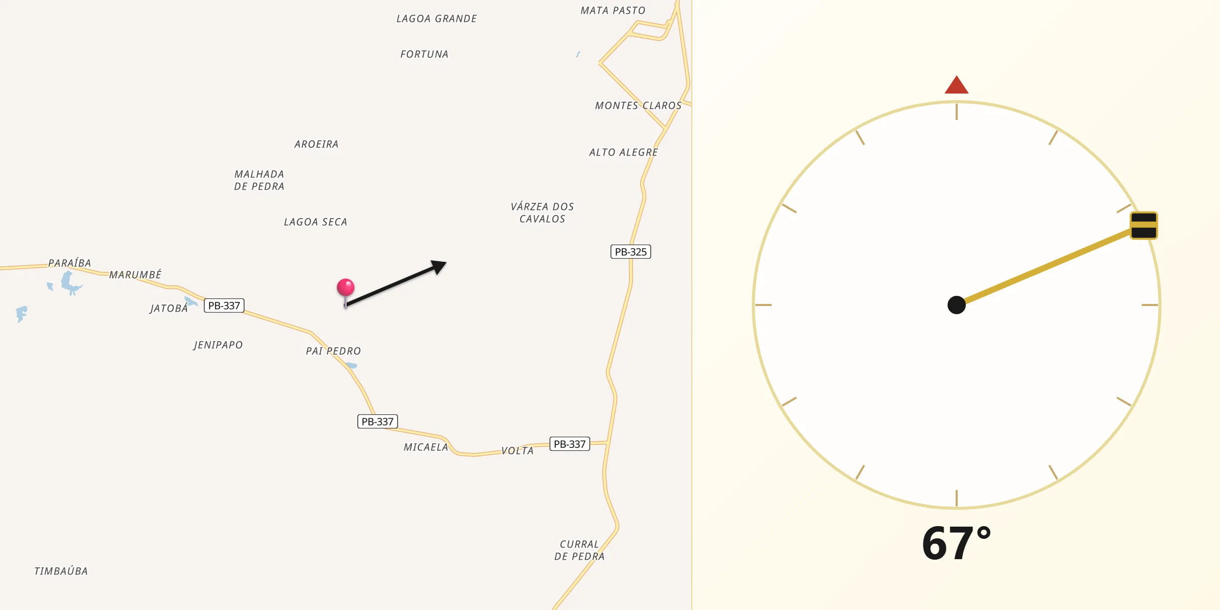 Direção da Qibla a partir de Lagoa