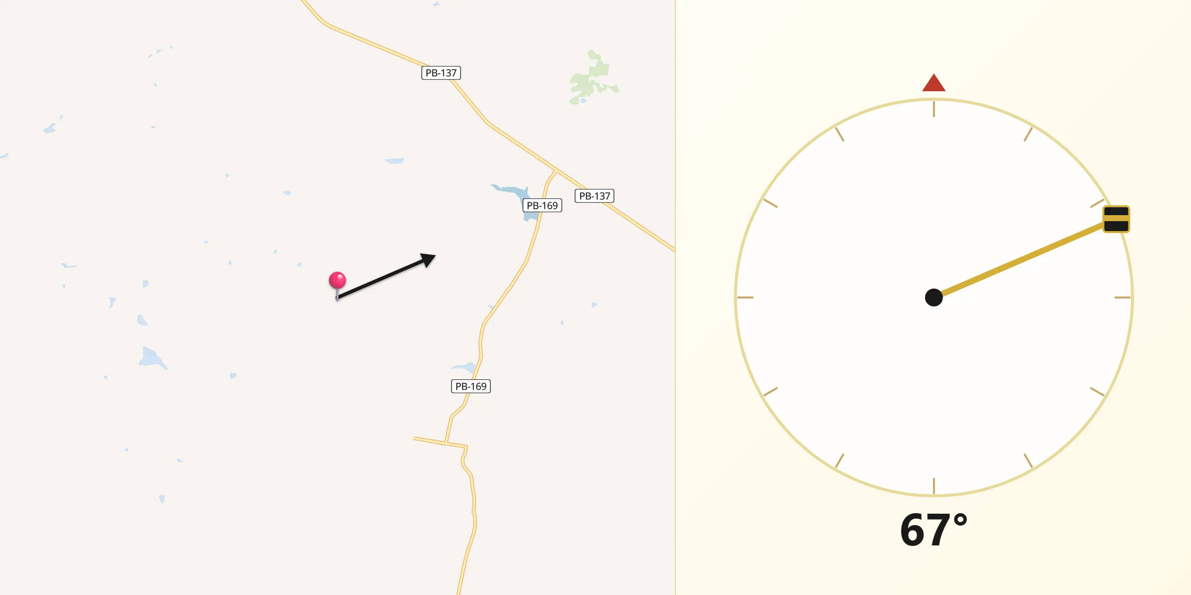 Direção da Qibla a partir de Baraúna