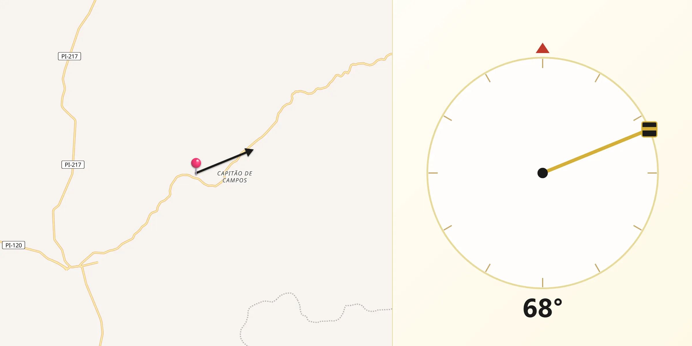 Direção da Qibla a partir de Arraial