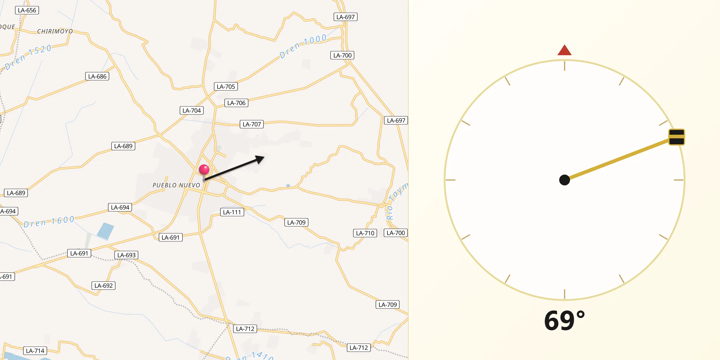 Dirección de la Qibla desde Ferreñafe