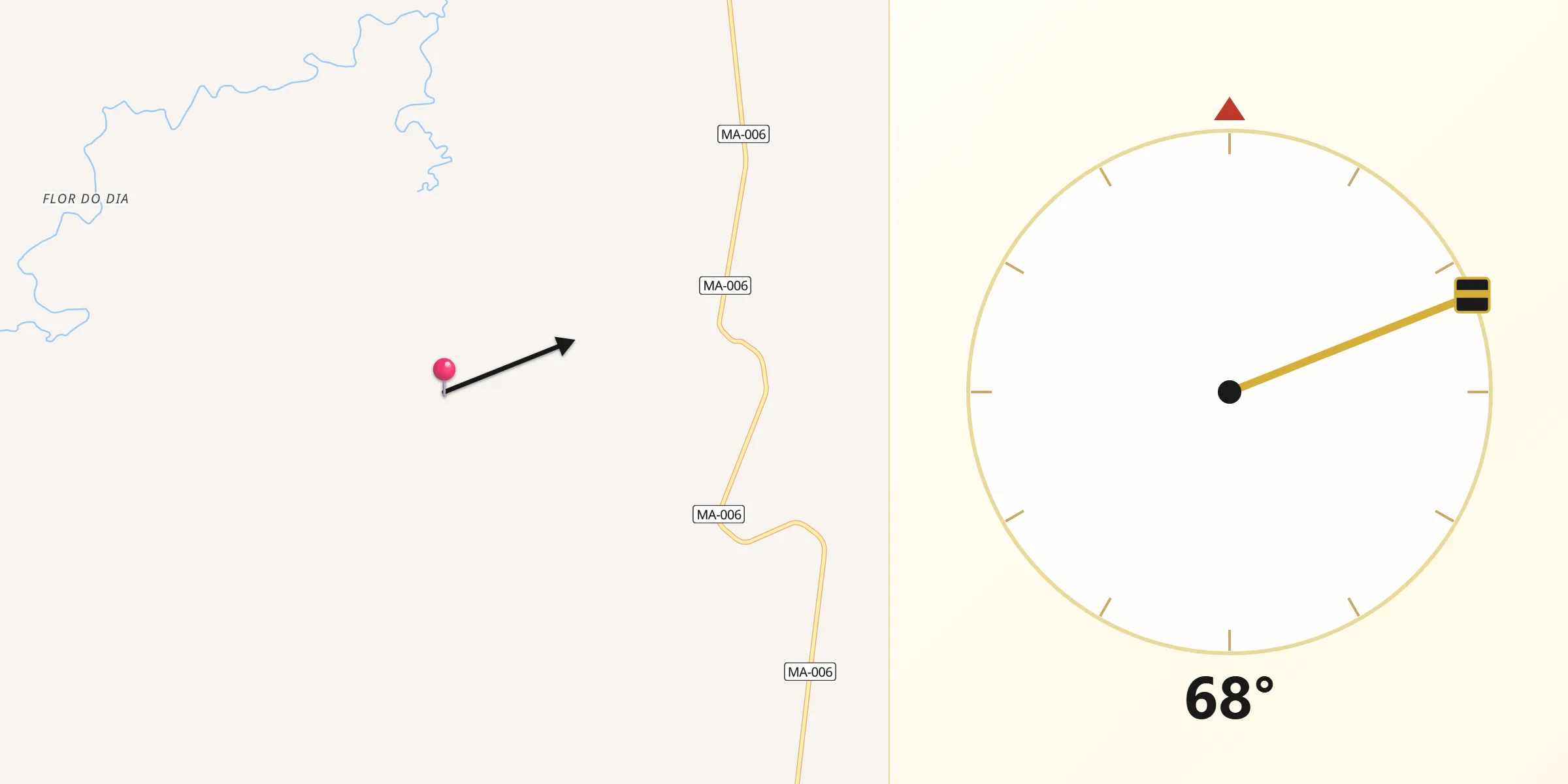 Direção da Qibla a partir de Formosa da Serra Negra
