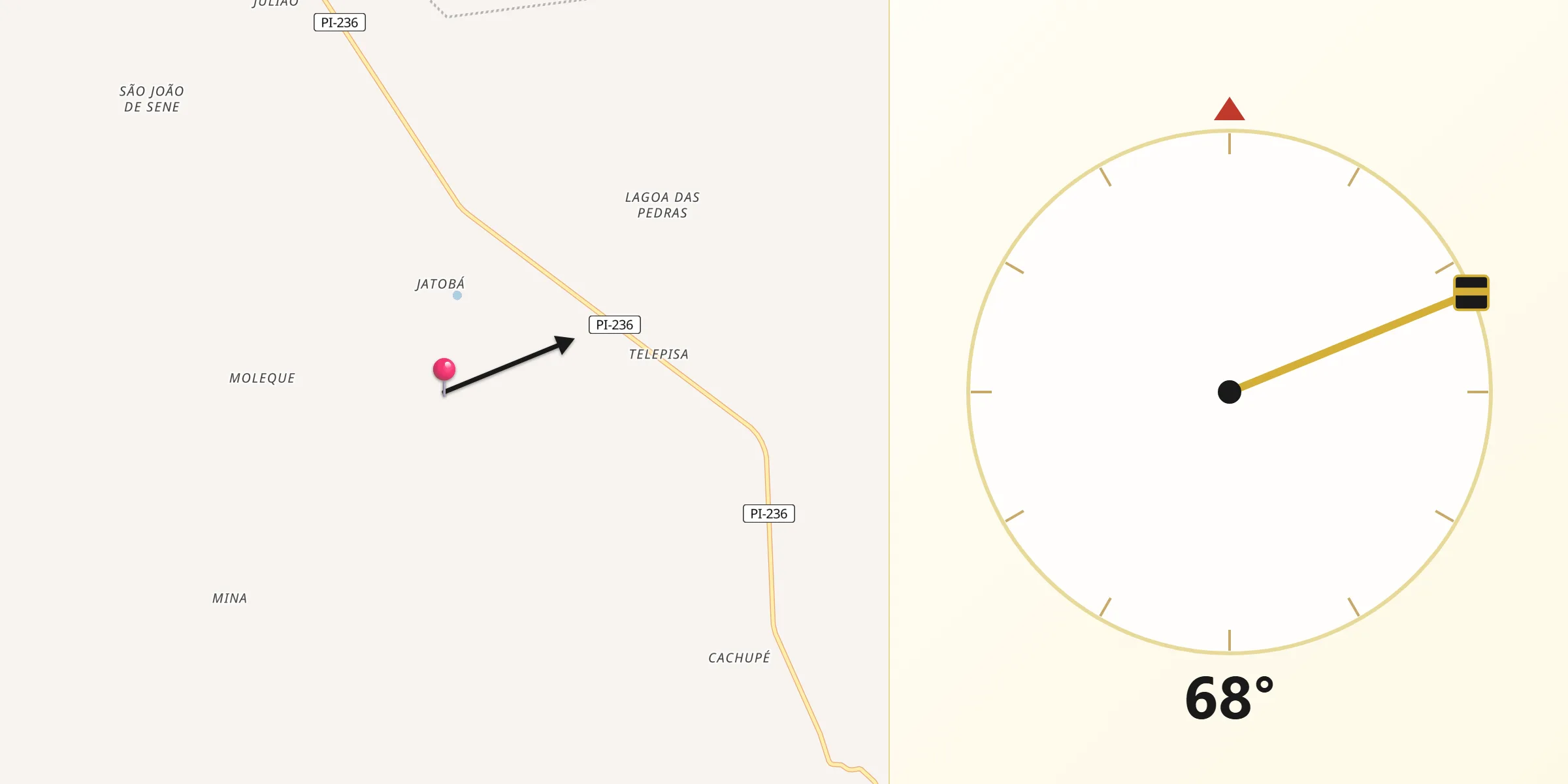 Direção da Qibla a partir de Tanque do Piauí