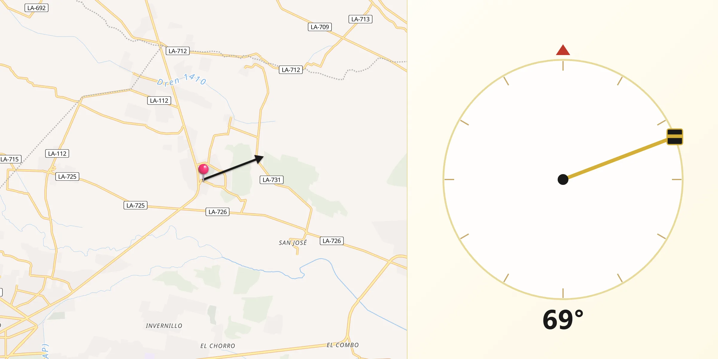 Dirección de la Qibla desde Picsi