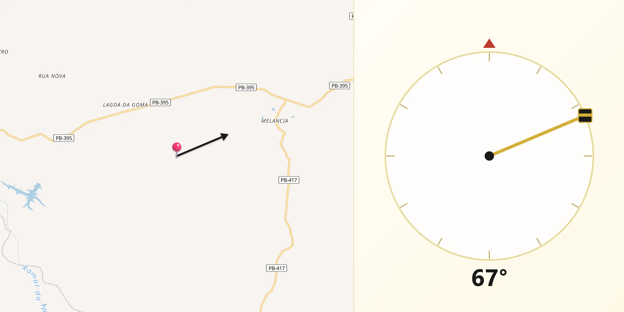 Direção da Qibla a partir de Santa Helena