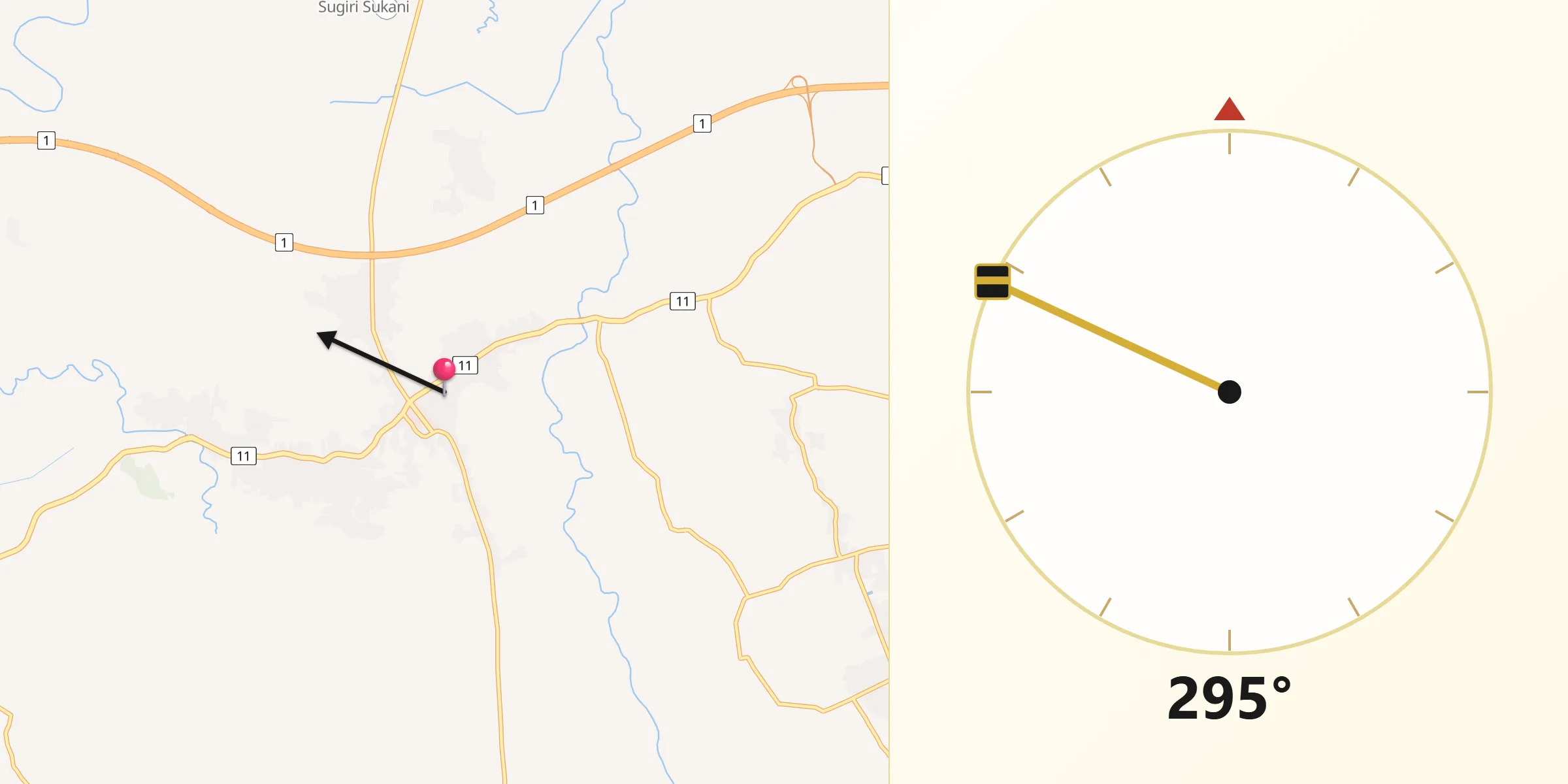 Qibla Direction from Jatiwangi