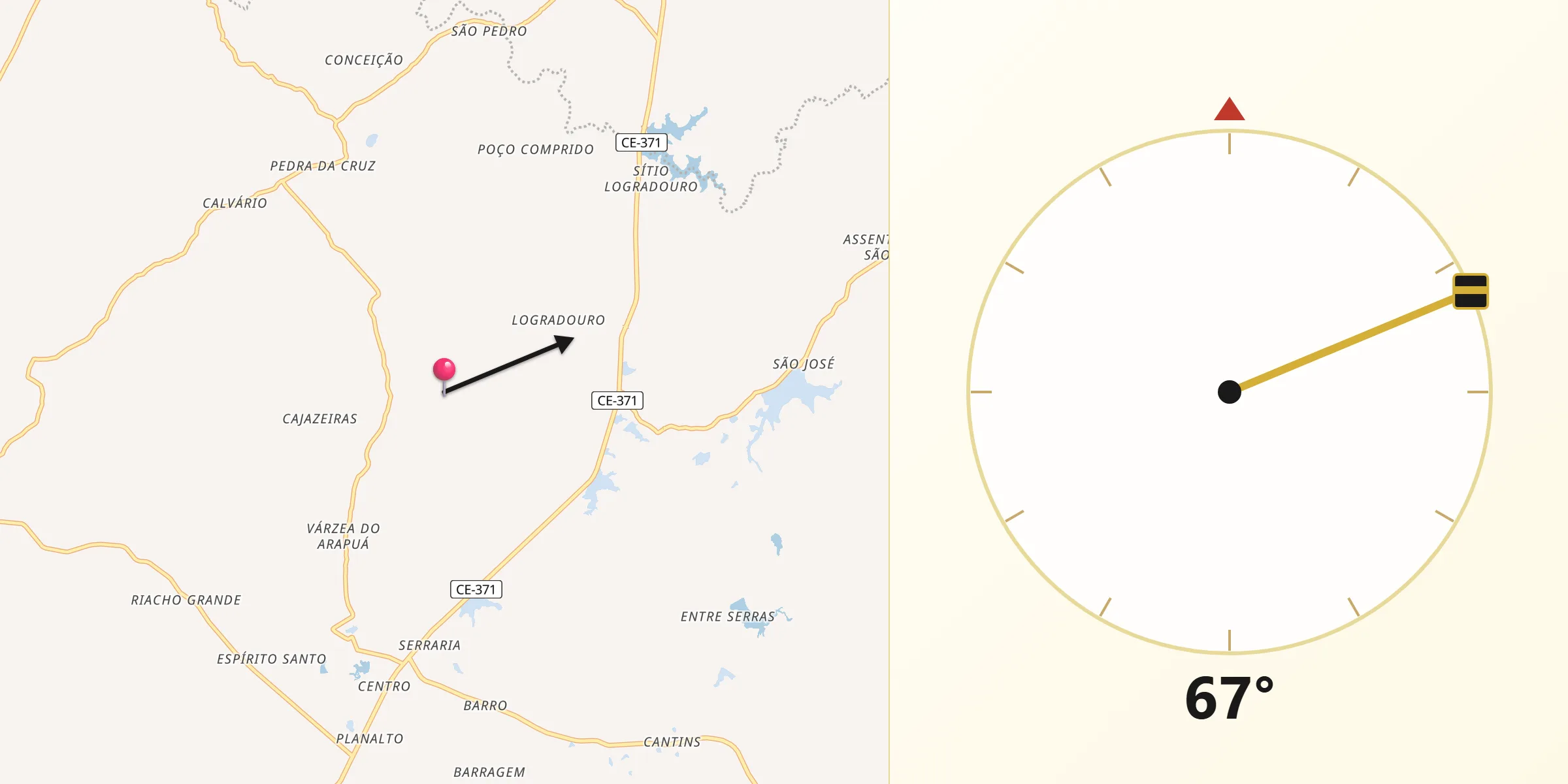 Direção da Qibla a partir de Antonina do Norte