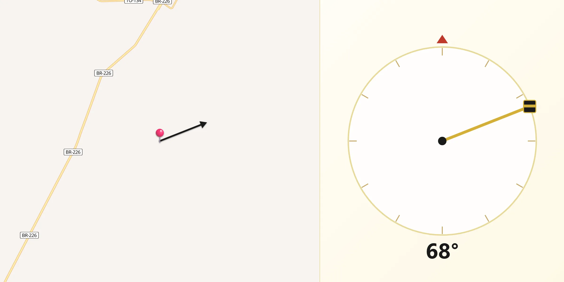Direção da Qibla a partir de Darcinópolis
