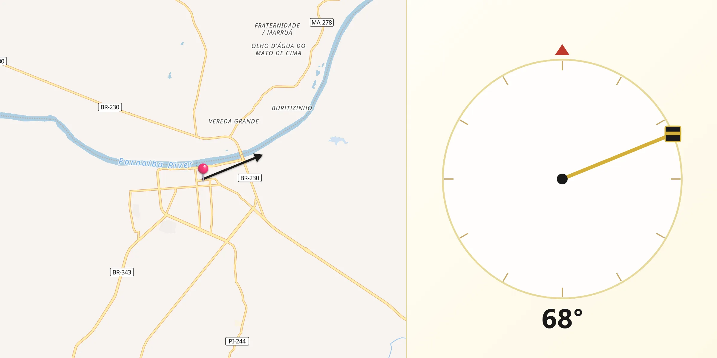 Direção da Qibla a partir de Floriano